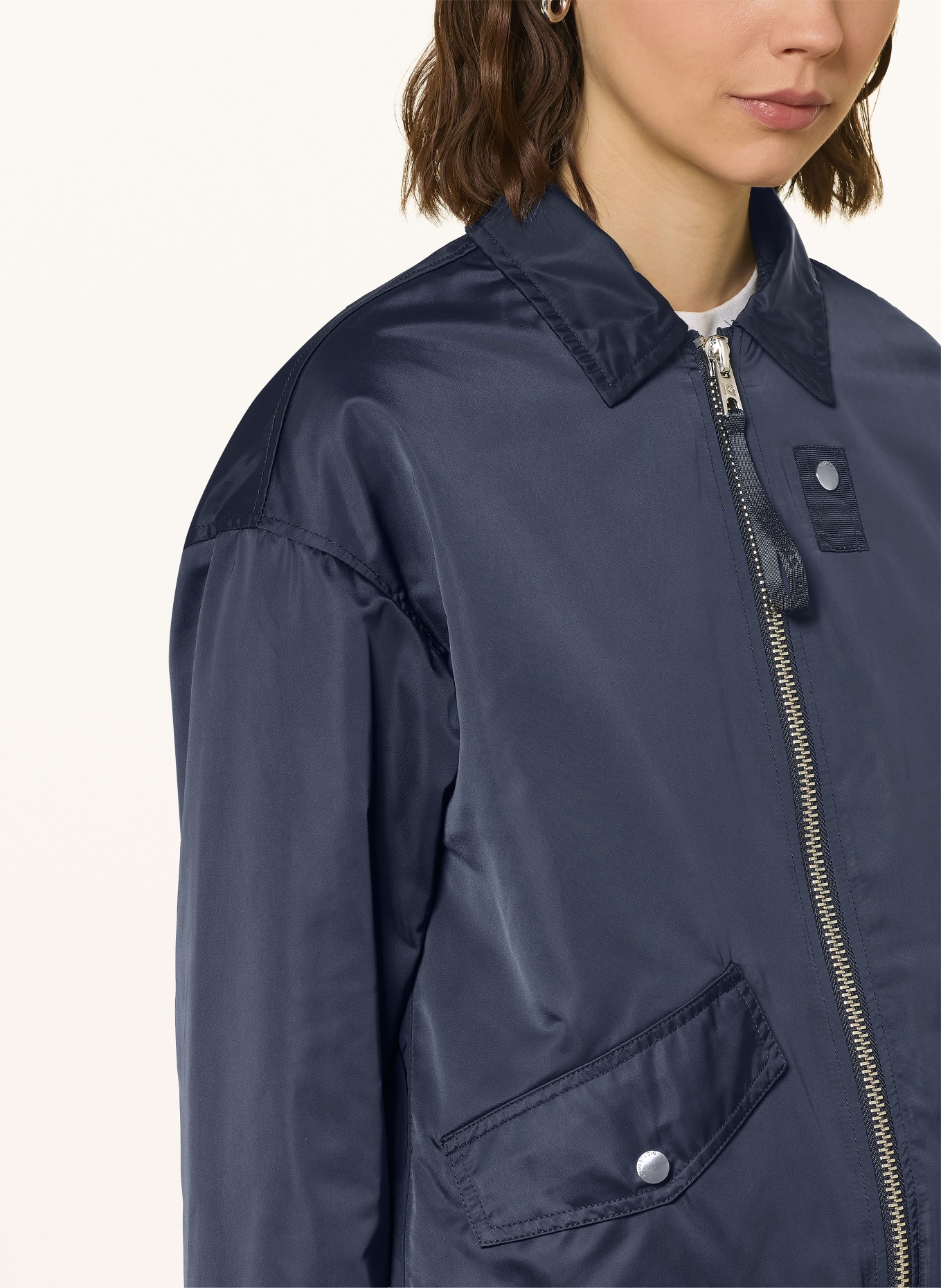 IQ STUDIO satin jacket: DARK BLUE