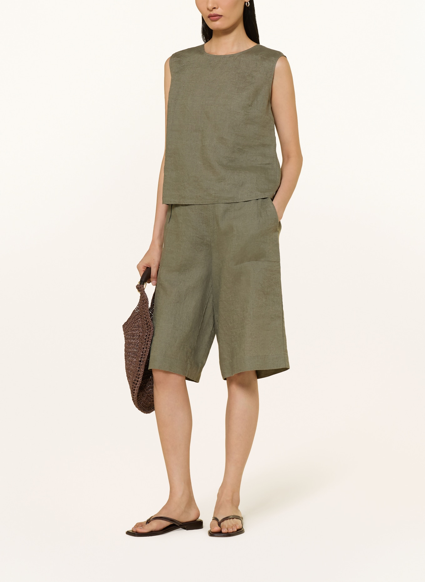 lilienfels Linen blouse top: OLIVE