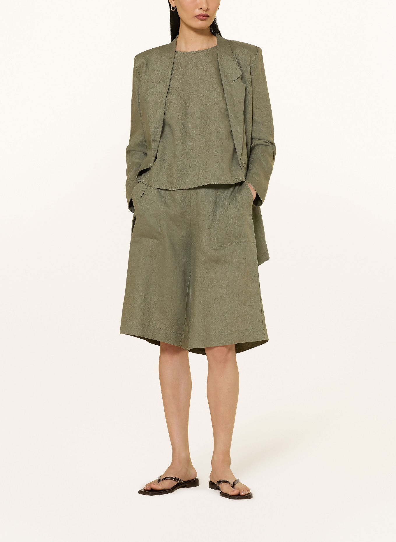 lilienfels Linen blouse top: OLIVE