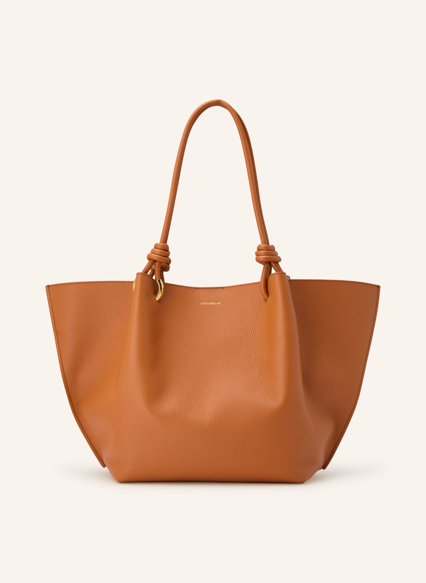 COCCINELLE FINN LARGE shopper with pouch: DARK ORANGE / GOLD