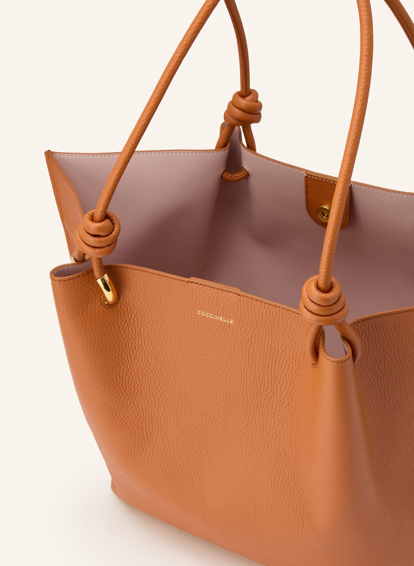 COCCINELLE FINN LARGE shopper with pouch: DARK ORANGE / GOLD