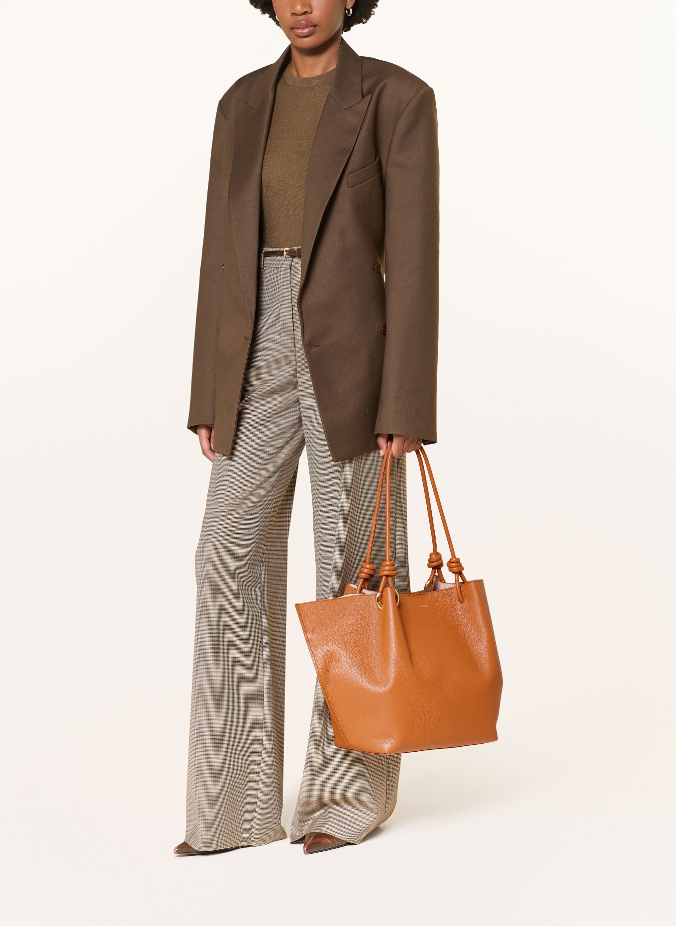 COCCINELLE FINN LARGE shopper with pouch: DARK ORANGE / GOLD