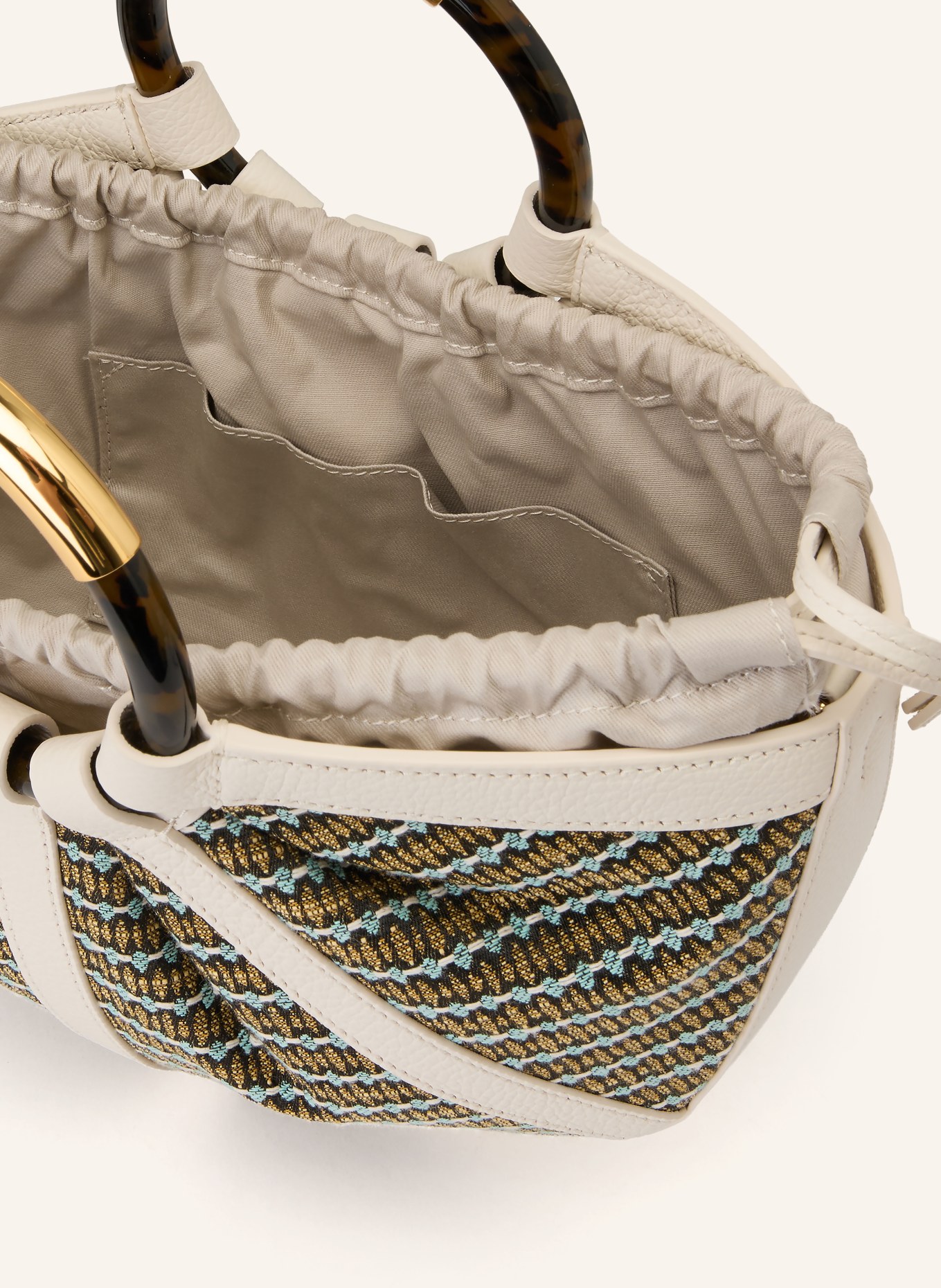 COCCINELLE Sac à main avec pochette: ÉCRU / OR / MARRON