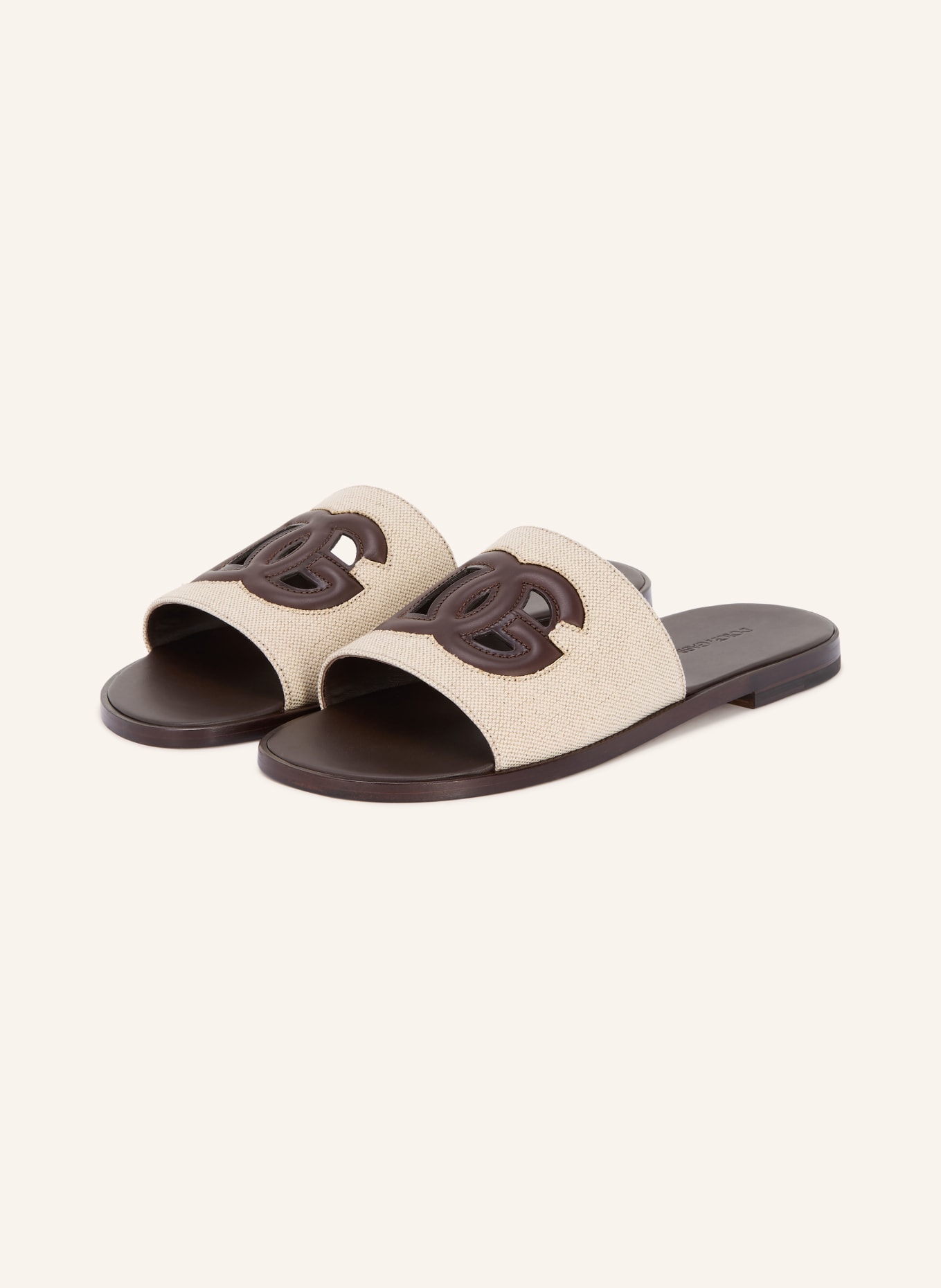 DOLCE & GABBANA DC LIGHT mules: CREAM / DARK BROWN