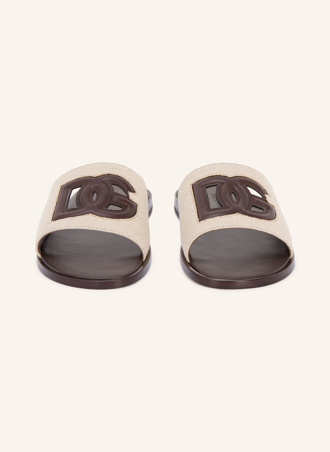DOLCE & GABBANA DC LIGHT mules: CREAM / DARK BROWN