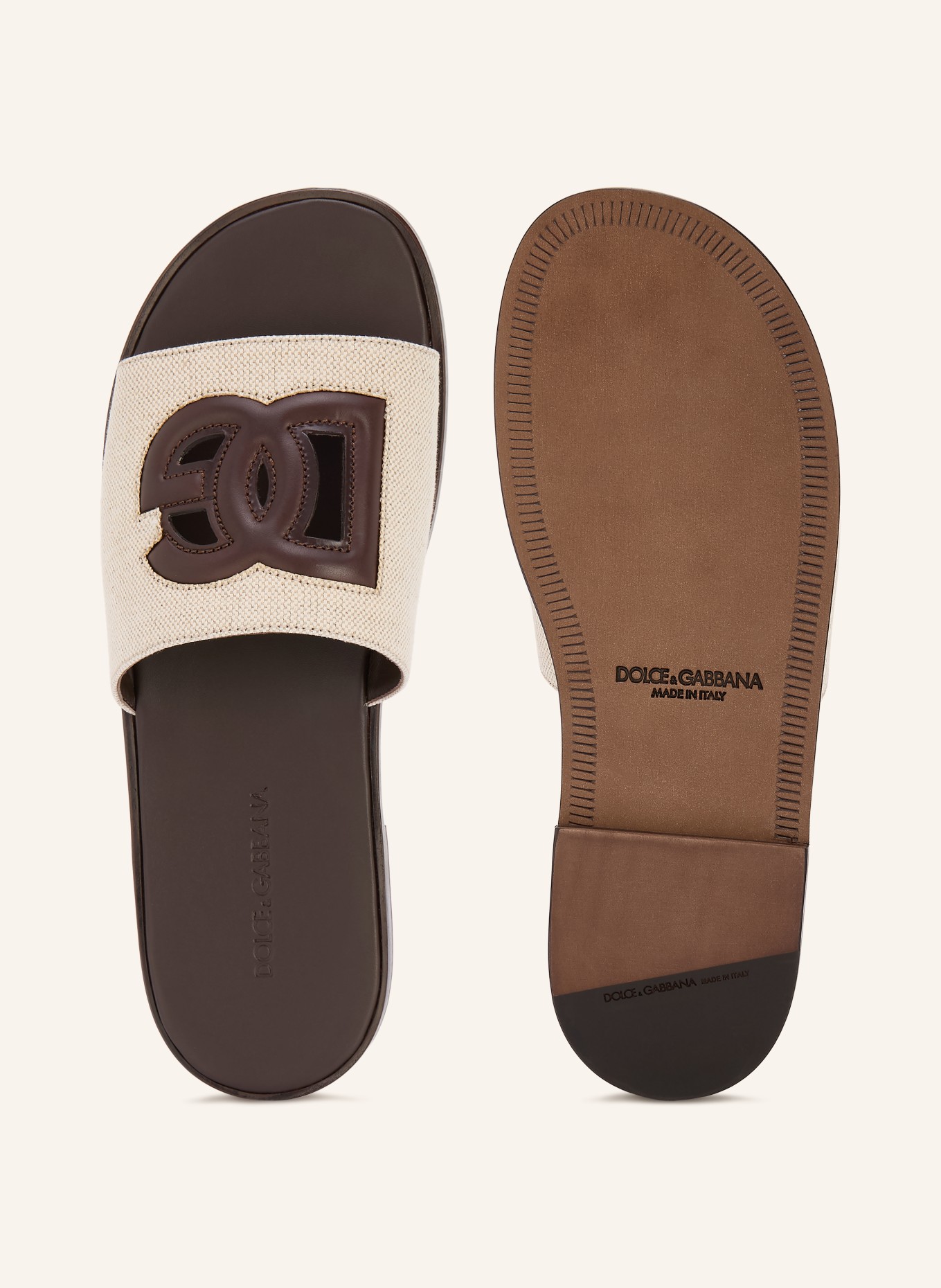 DOLCE & GABBANA DC LIGHT mules: CREAM / DARK BROWN