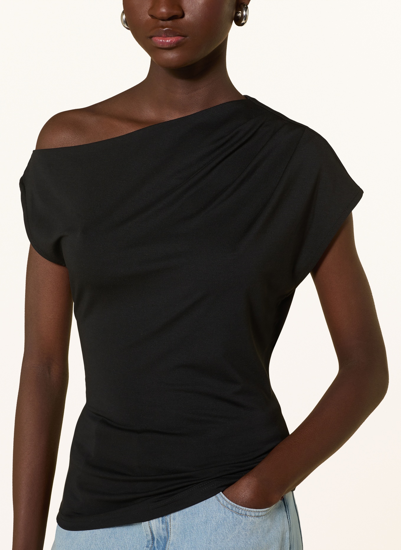 SELECTED Femme One-Shoulder-Top: SCHWARZ