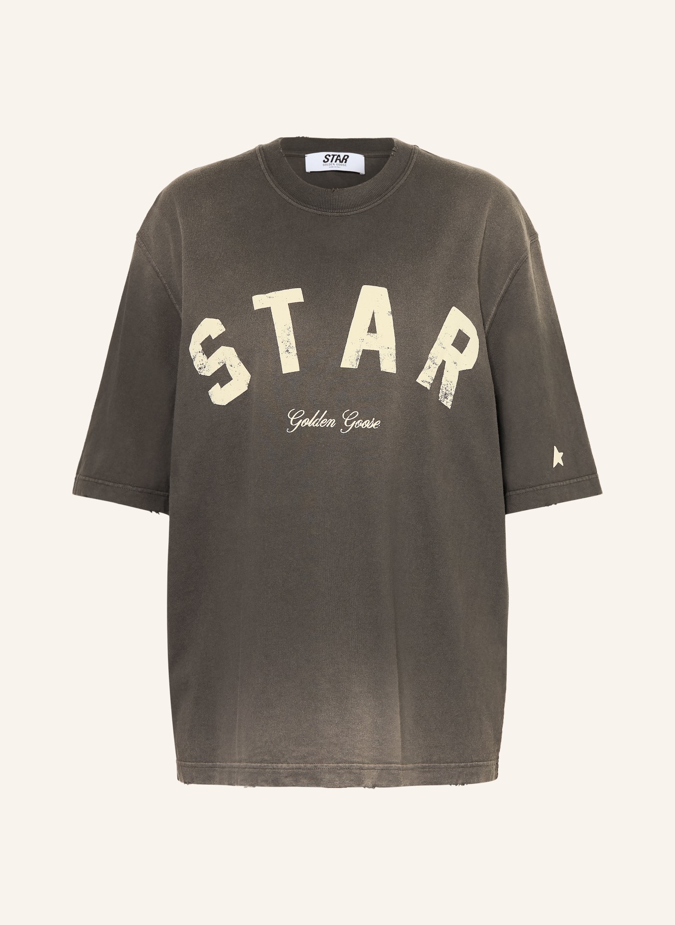 GOLDEN GOOSE T-Shirt: DUNKELGRAU / CREME