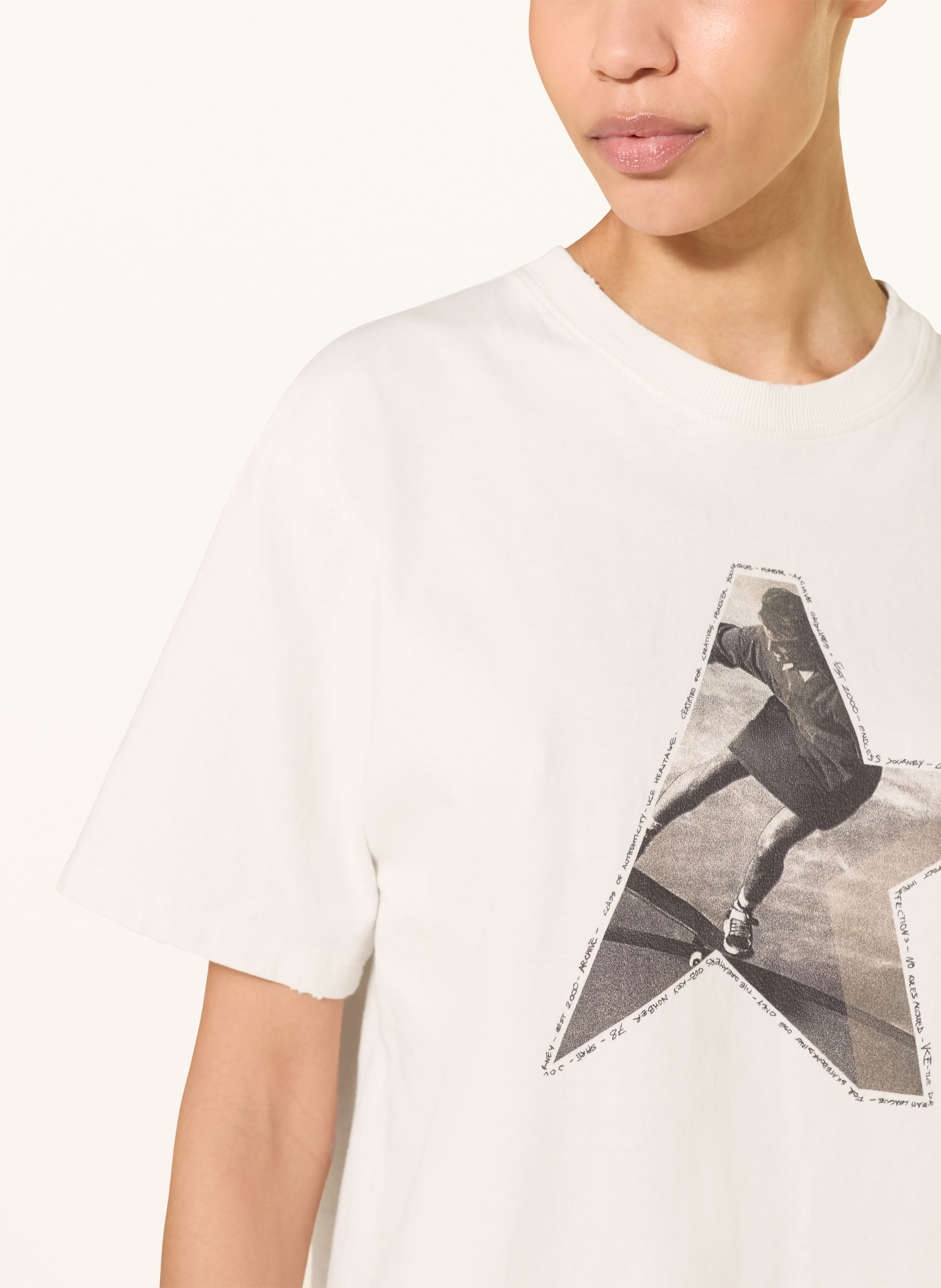 GOLDEN GOOSE T-shirt JOURNEY: ÉCRU / GRIS