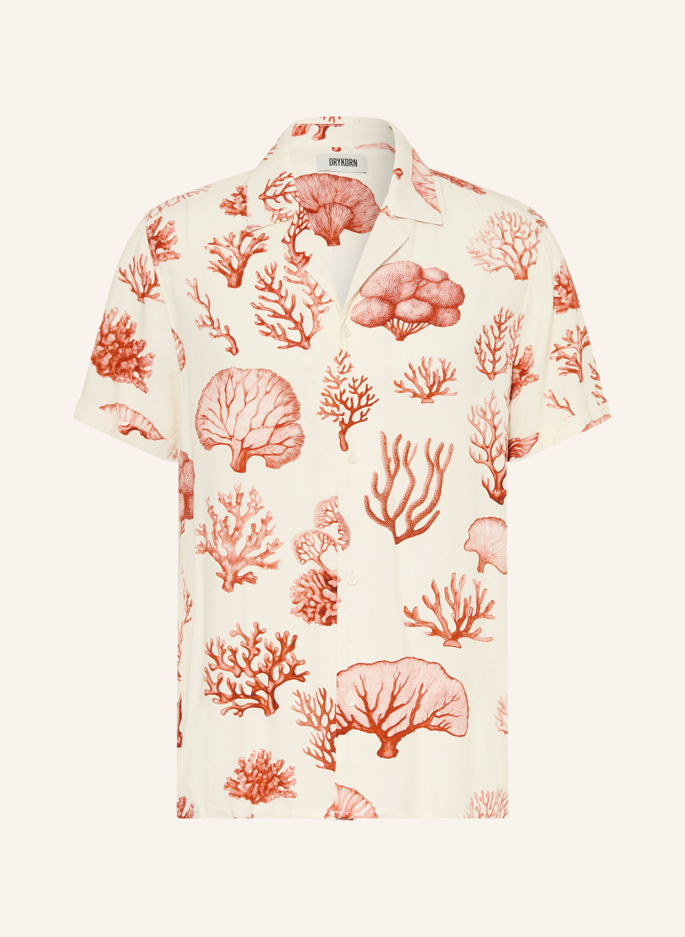 DRYKORN BIJAN Regular Fit Resort Shirt: CREAM / DARK ORANGE