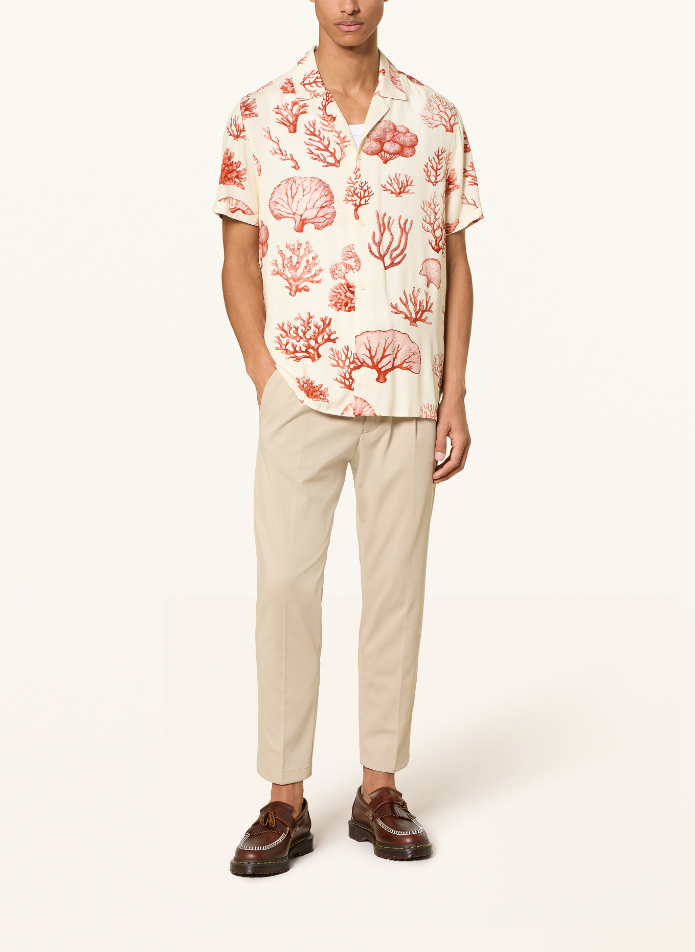 DRYKORN BIJAN Regular Fit Resort Shirt: CREAM / DARK ORANGE