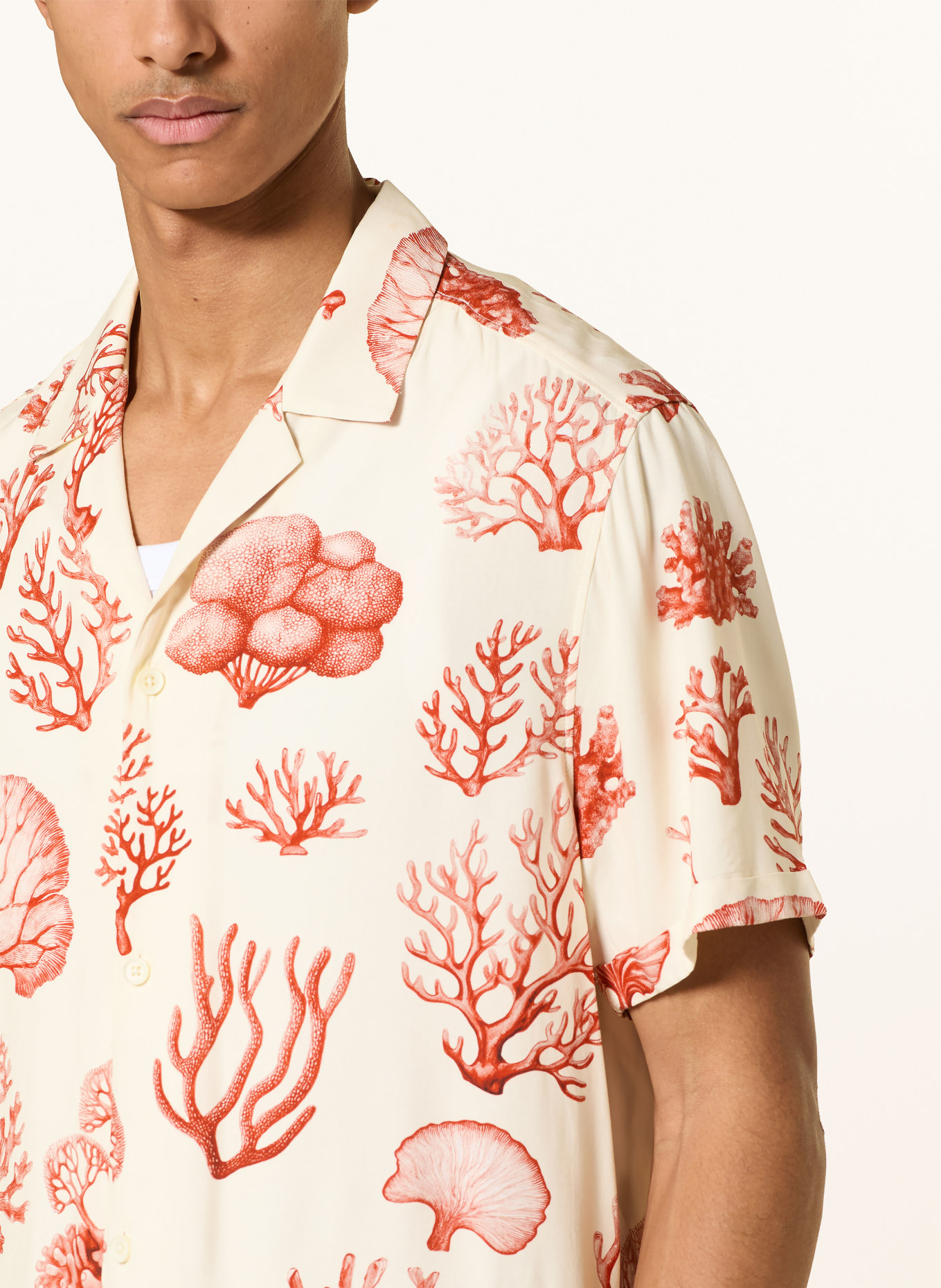 DRYKORN BIJAN Regular Fit Resort Shirt: CREAM / DARK ORANGE