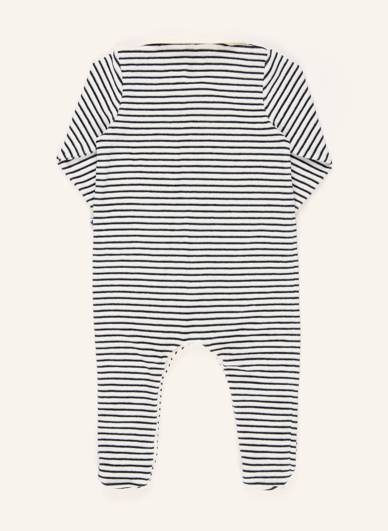 PETIT BATEAU Strampler: ECRU / DUNKELBLAU