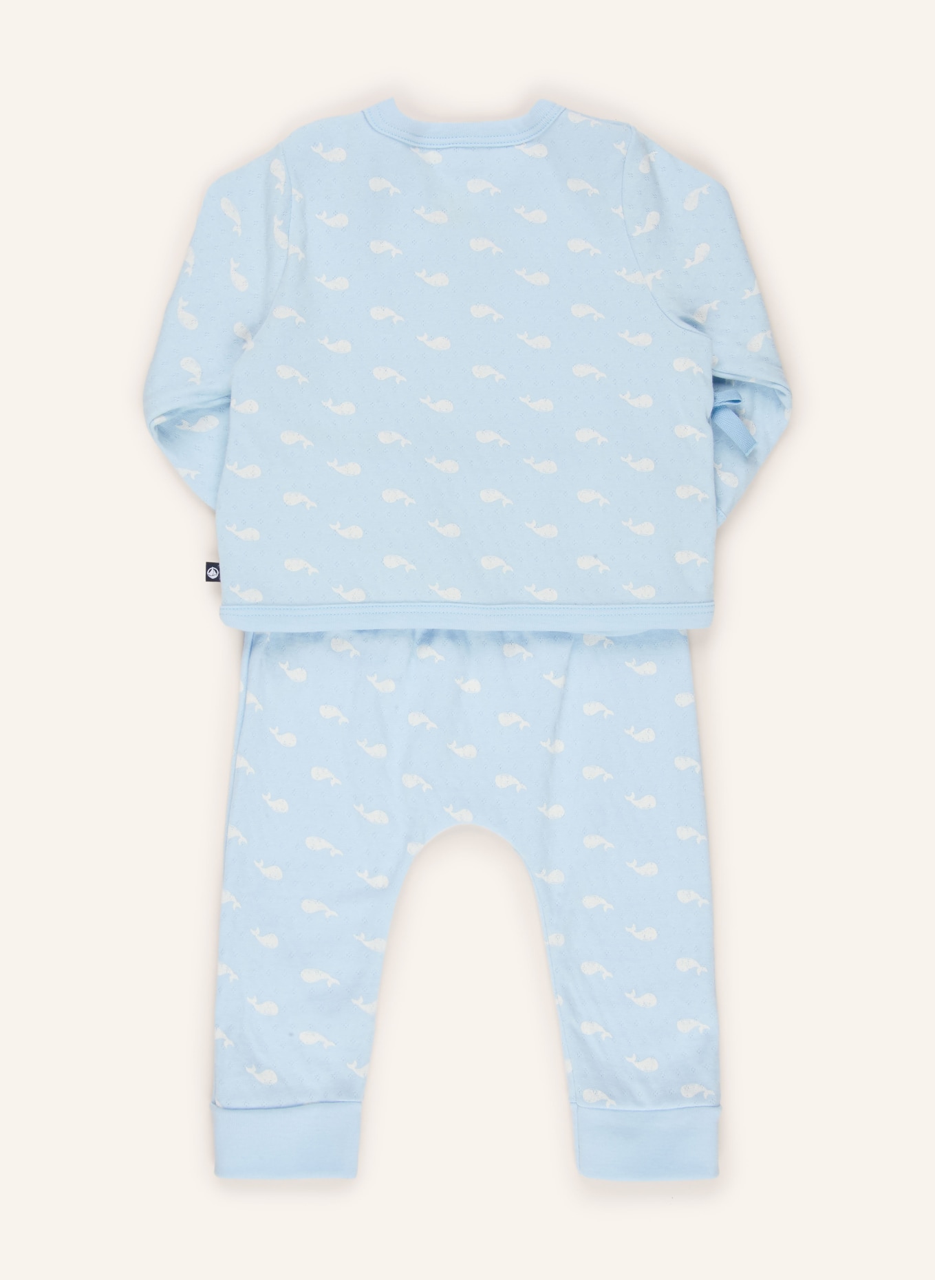 PETIT BATEAU Set: Wickelshirt und Hose: HELLBLAU / WEISS