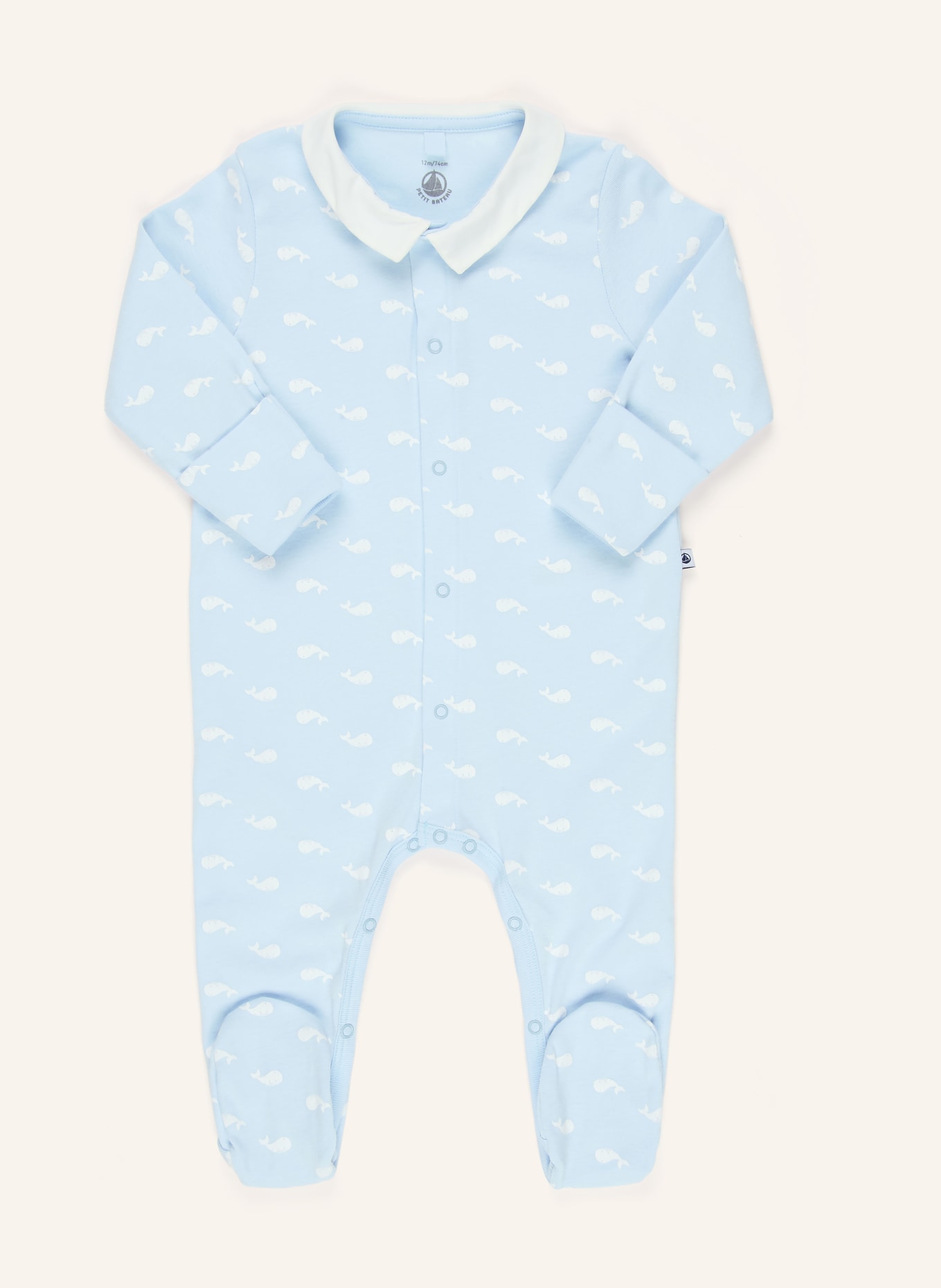PETIT BATEAU Strampler: HELLBLAU / WEISS