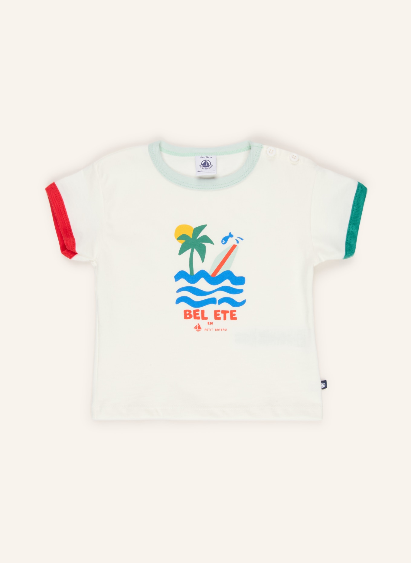 PETIT BATEAU T-Shirt: WEISS / ROT / GRÜN