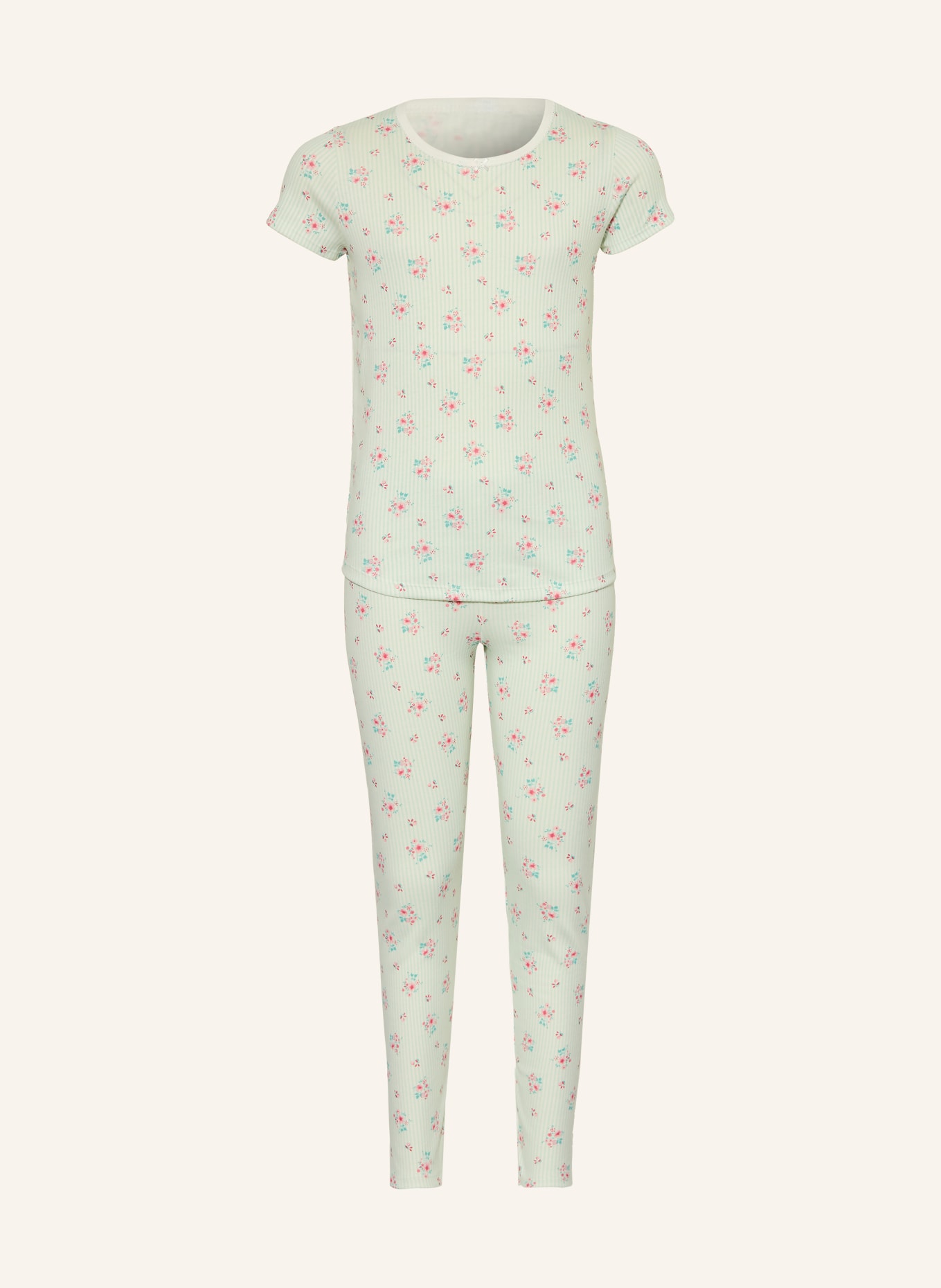 PETIT BATEAU Schlafanzug: HELLGRÜN / HELLROT / PETROL