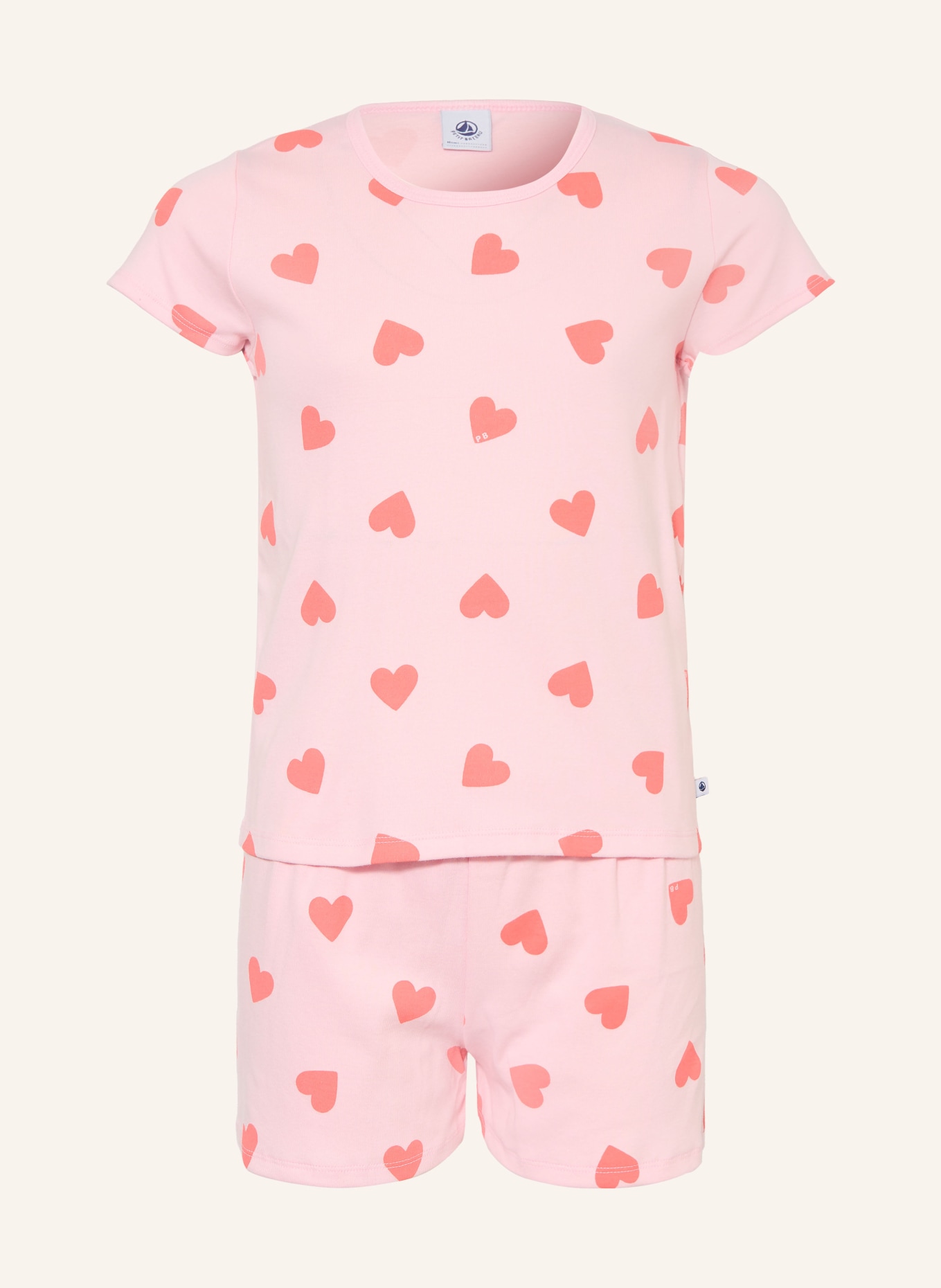 PETIT BATEAU Shorty-Schlafanzug: ROSA / HELLROT