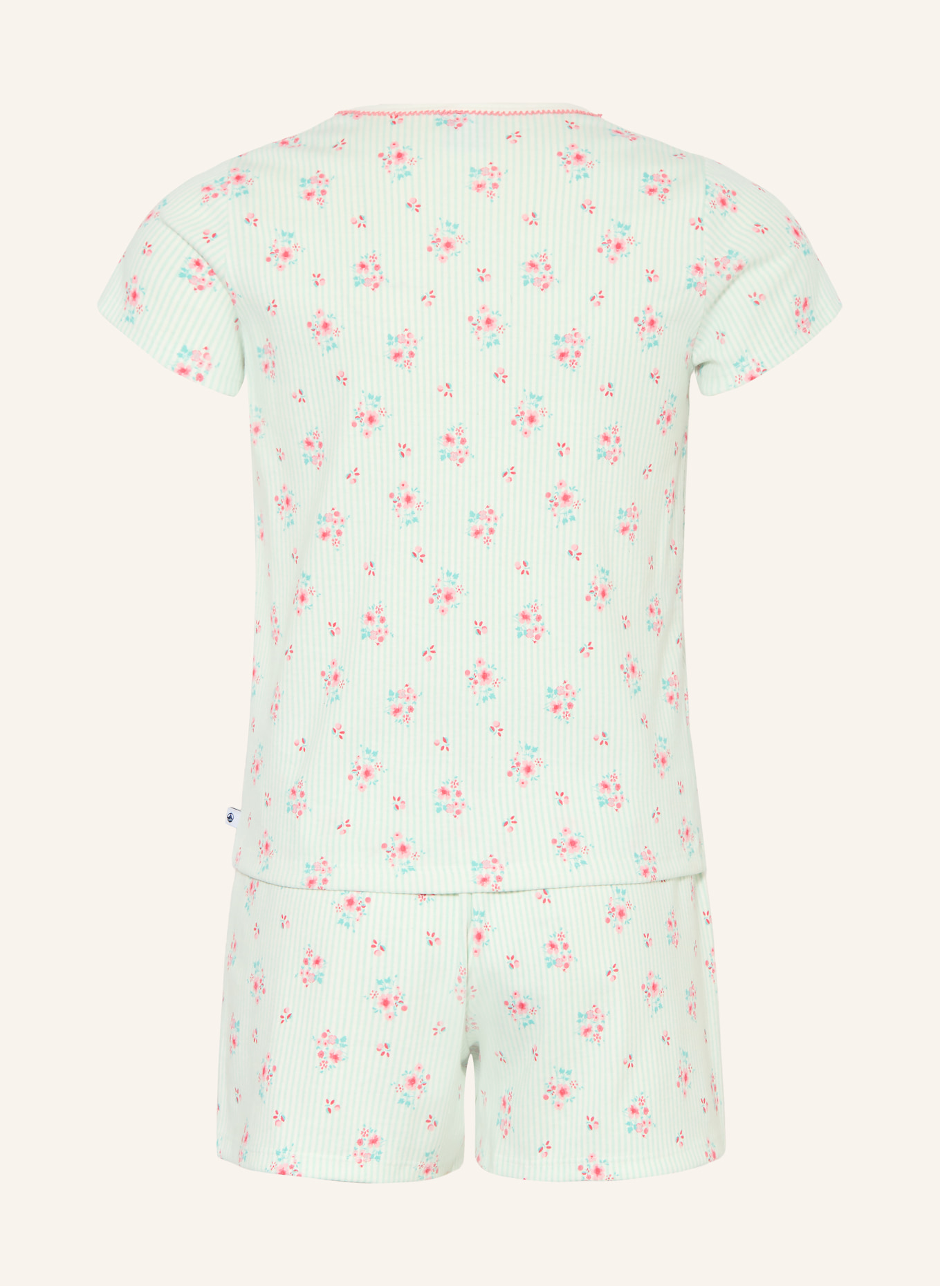 PETIT BATEAU Shorty-Schlafanzug: MINT / ROT / HELLGRÜN