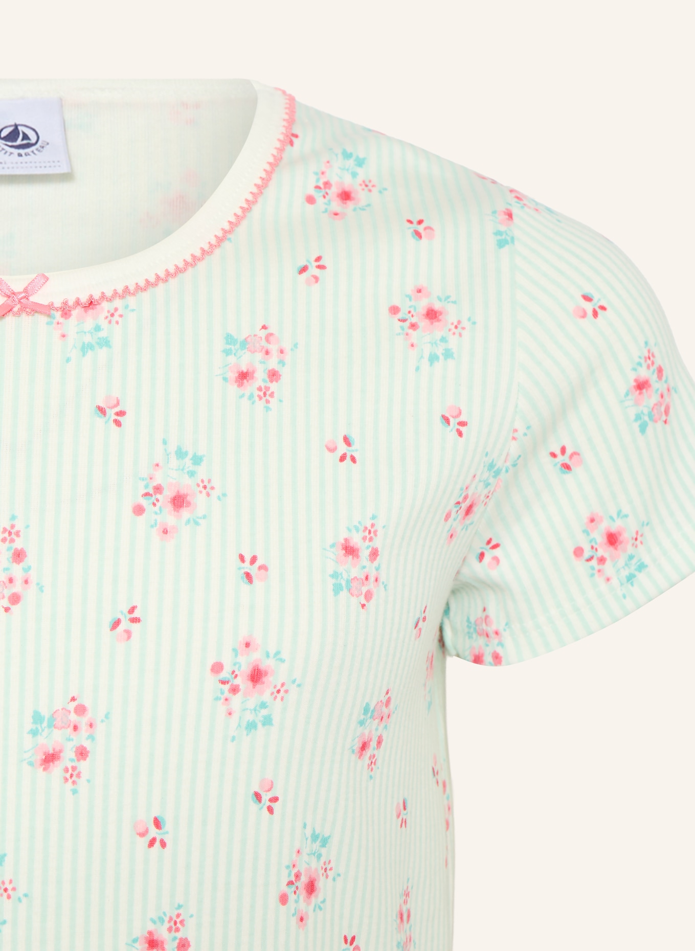 PETIT BATEAU Shorty-Schlafanzug: MINT / ROT / HELLGRÜN