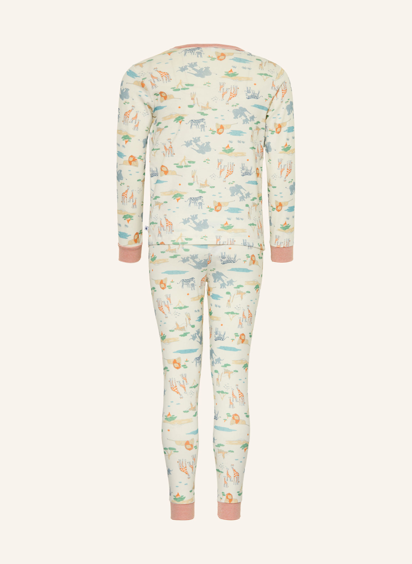 PETIT BATEAU Schlafanzug: ECRU / ORANGE / GRÜN