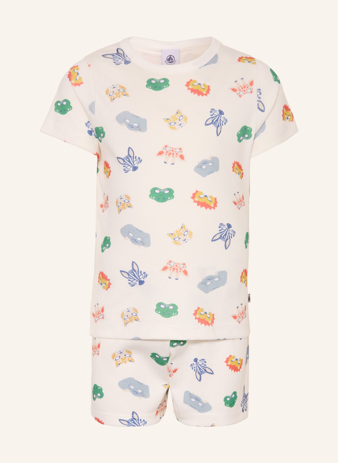 PETIT BATEAU Shorty-Schlafanzug: WEISS / GELB / GRÜN