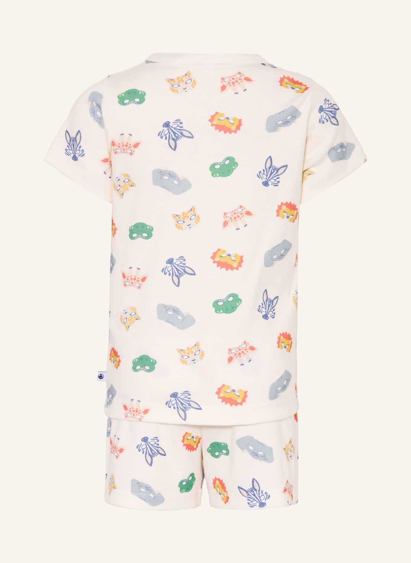 PETIT BATEAU Shorty-Schlafanzug: WEISS / GELB / GRÜN