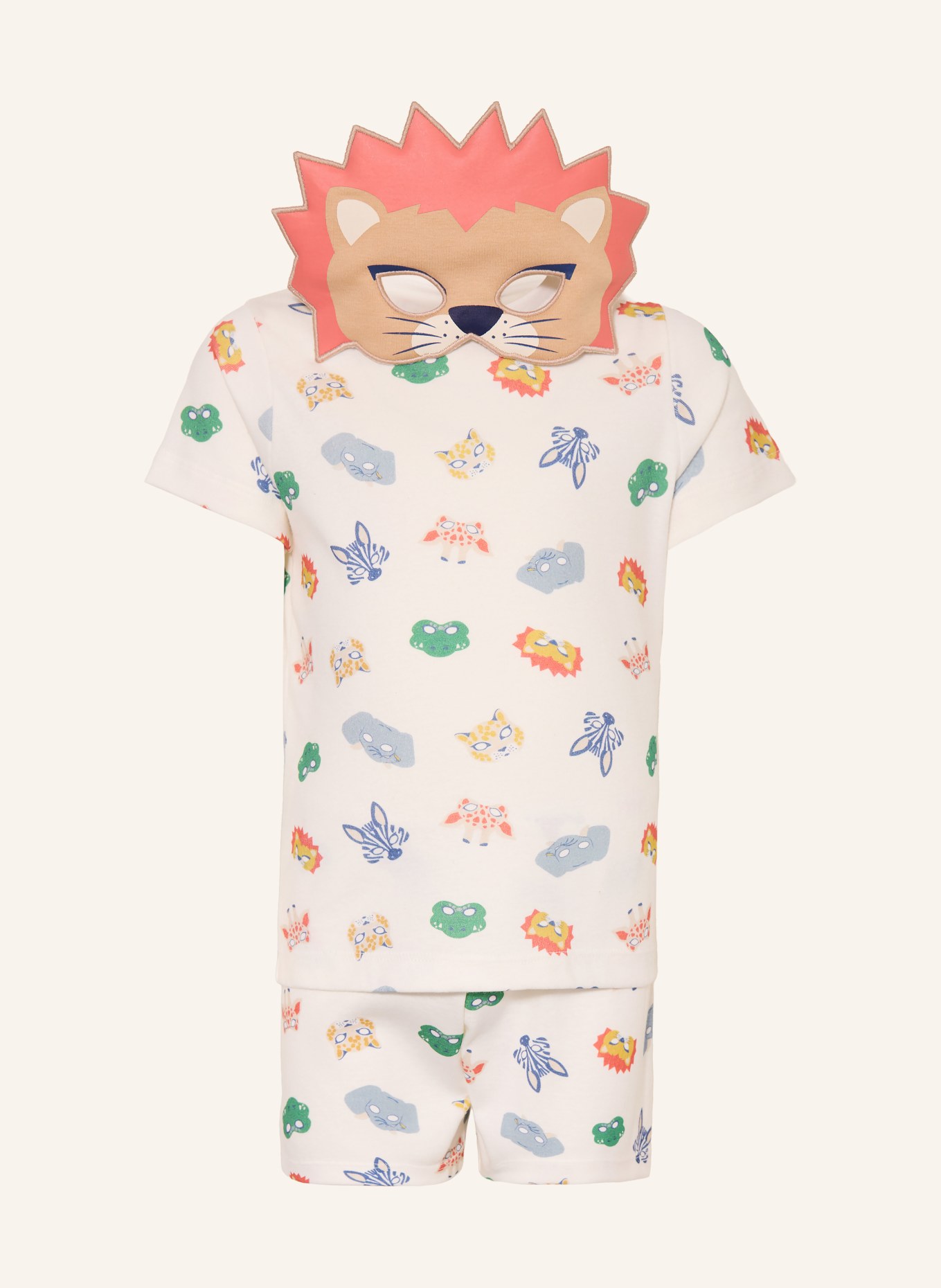 PETIT BATEAU Shorty-Schlafanzug: WEISS / GELB / GRÜN