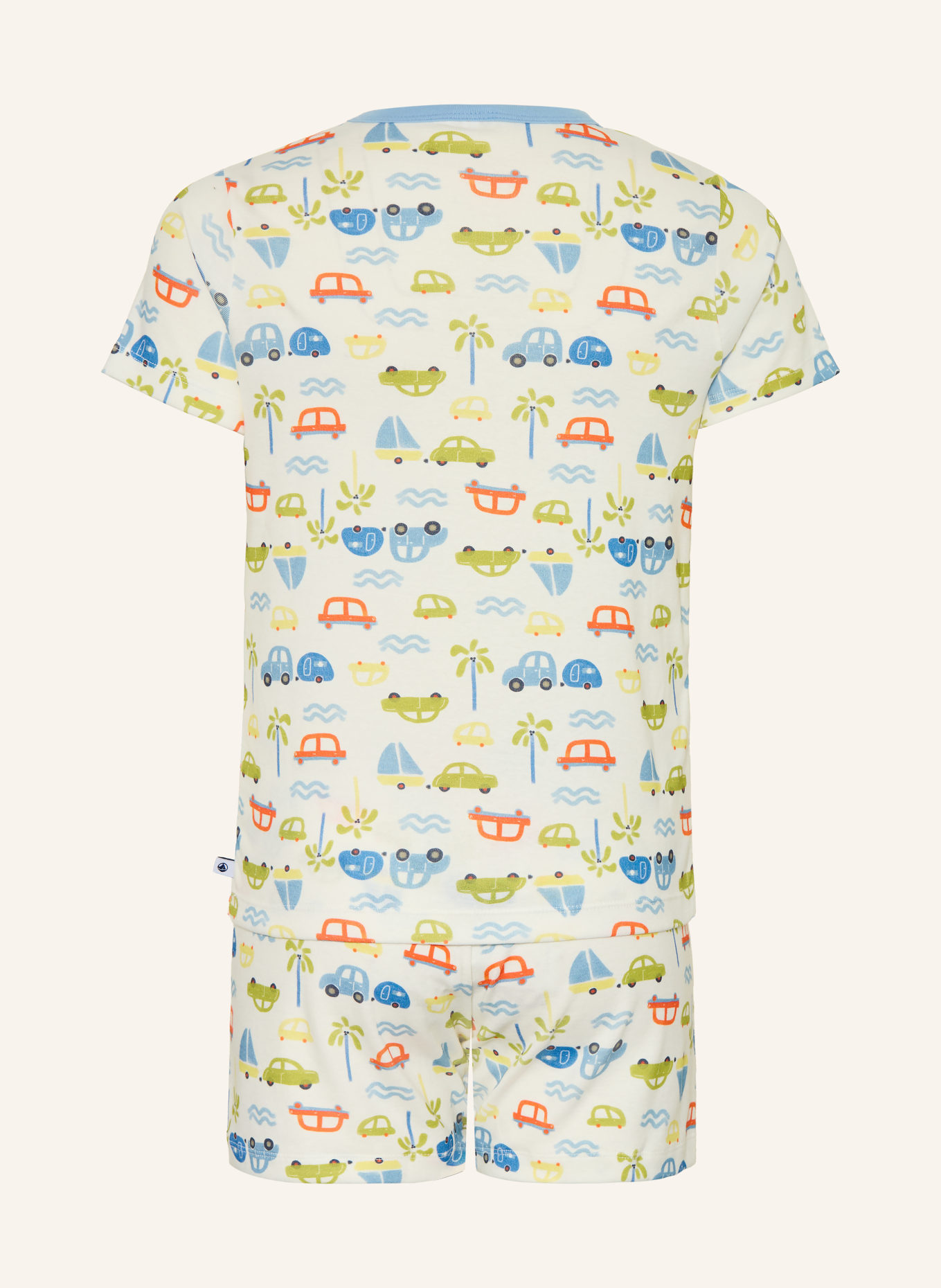 PETIT BATEAU Shorty-Schlafanzug: ECRU / ROT / BLAU