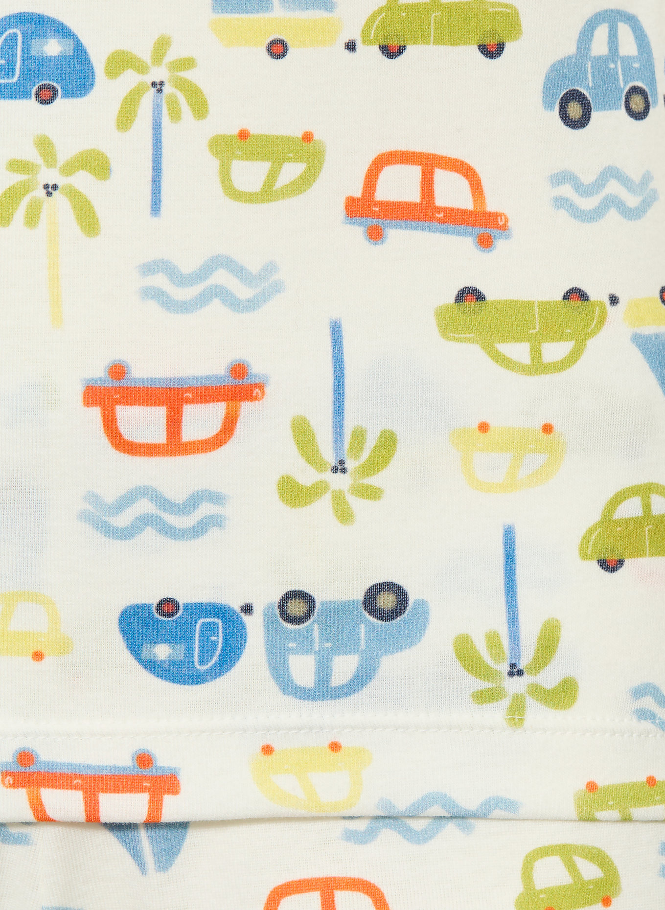 PETIT BATEAU Shorty-Schlafanzug: ECRU / ROT / BLAU