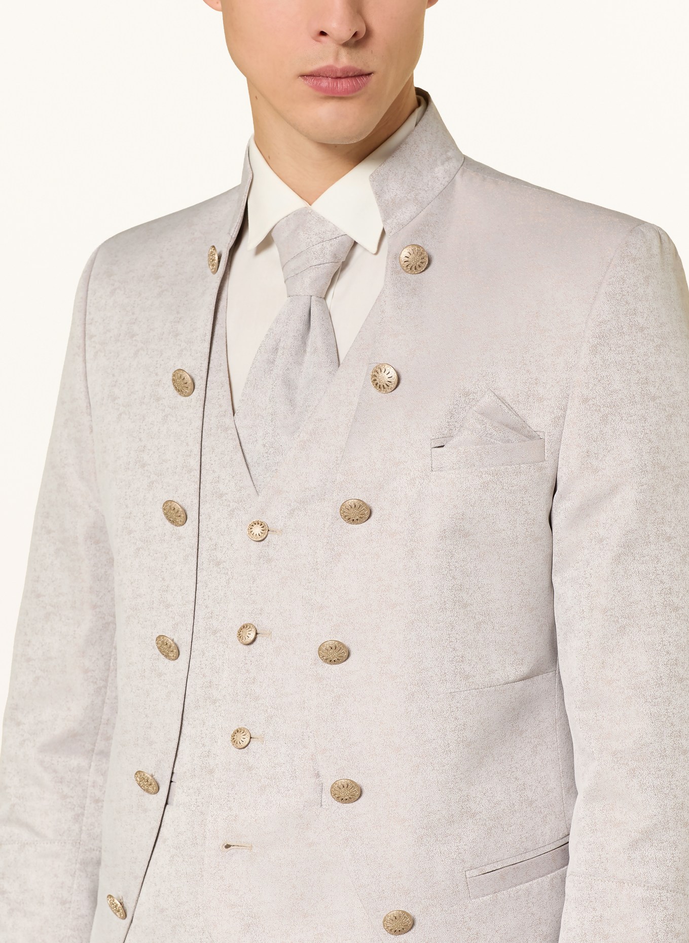 WILVORST Set: Krawatte und Einstecktuch: BEIGE