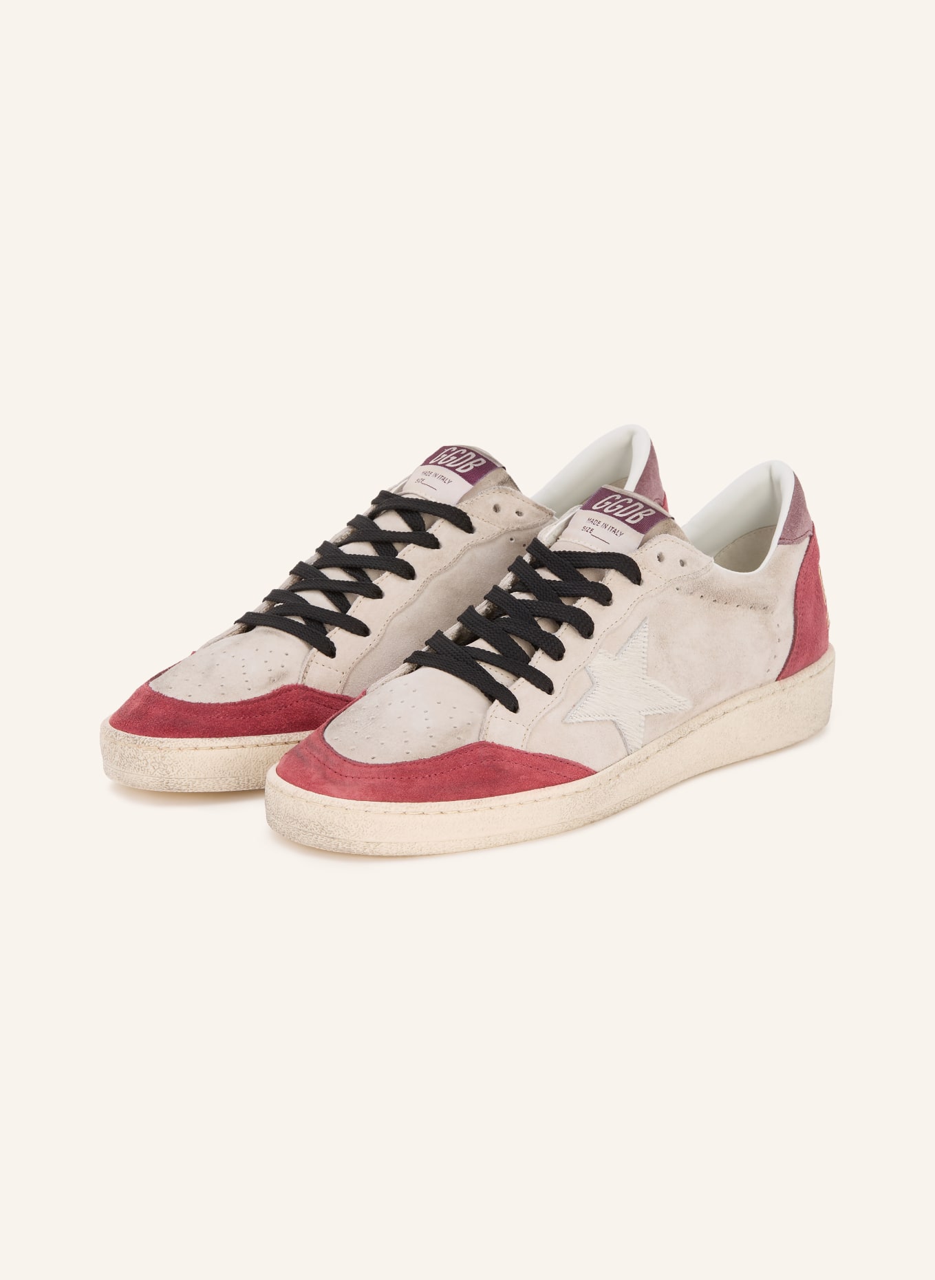 GOLDEN GOOSE BALL STAR Sneakers: BEIGE / DARK PURPLE / DARK RED