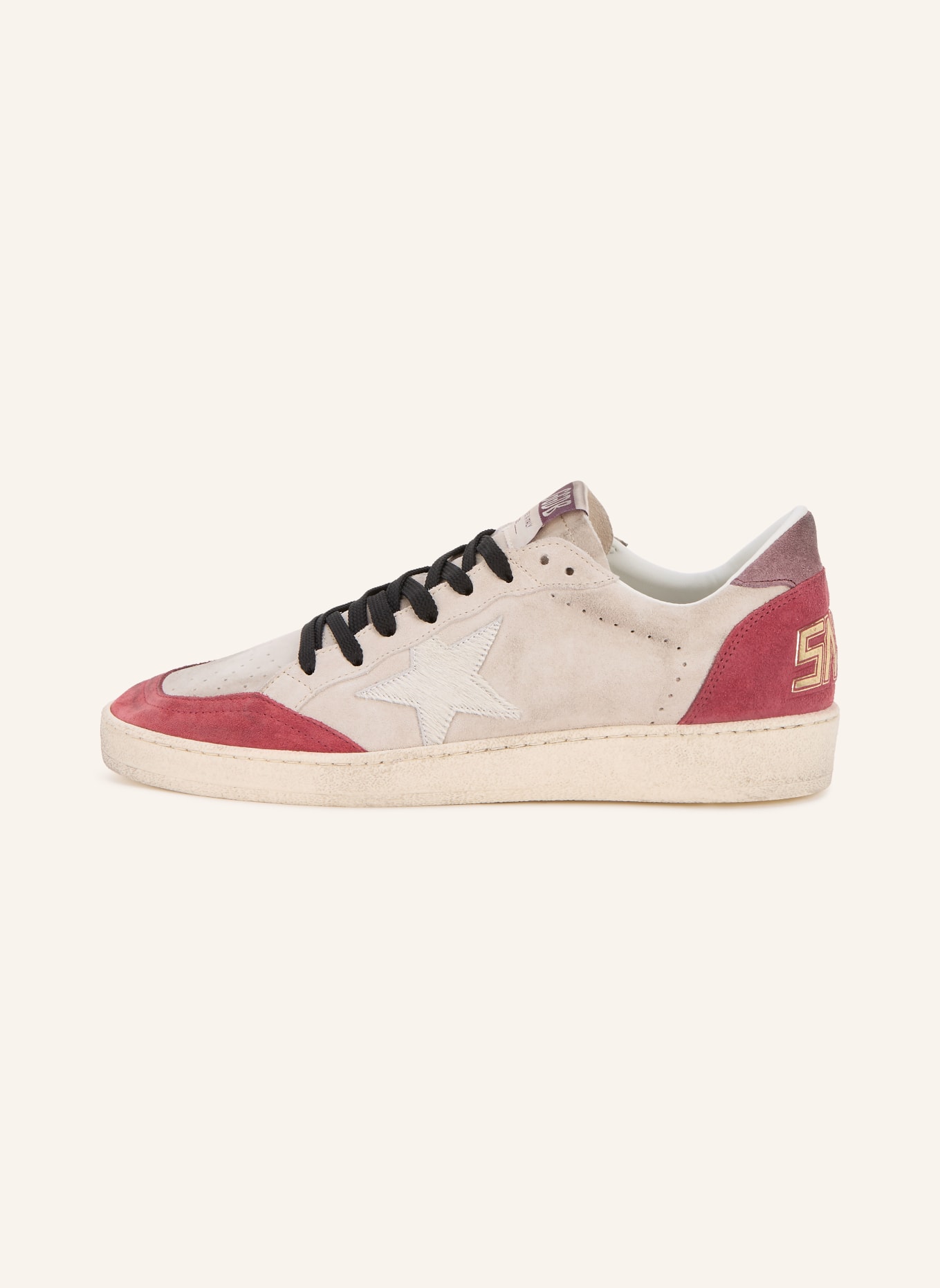 GOLDEN GOOSE BALL STAR Sneakers: BEIGE / DARK PURPLE / DARK RED
