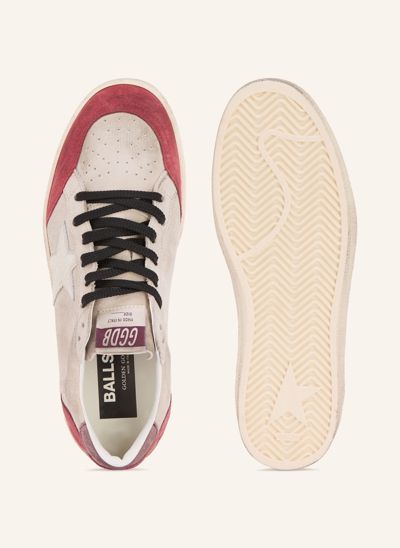 GOLDEN GOOSE BALL STAR Sneakers: BEIGE / DARK PURPLE / DARK RED