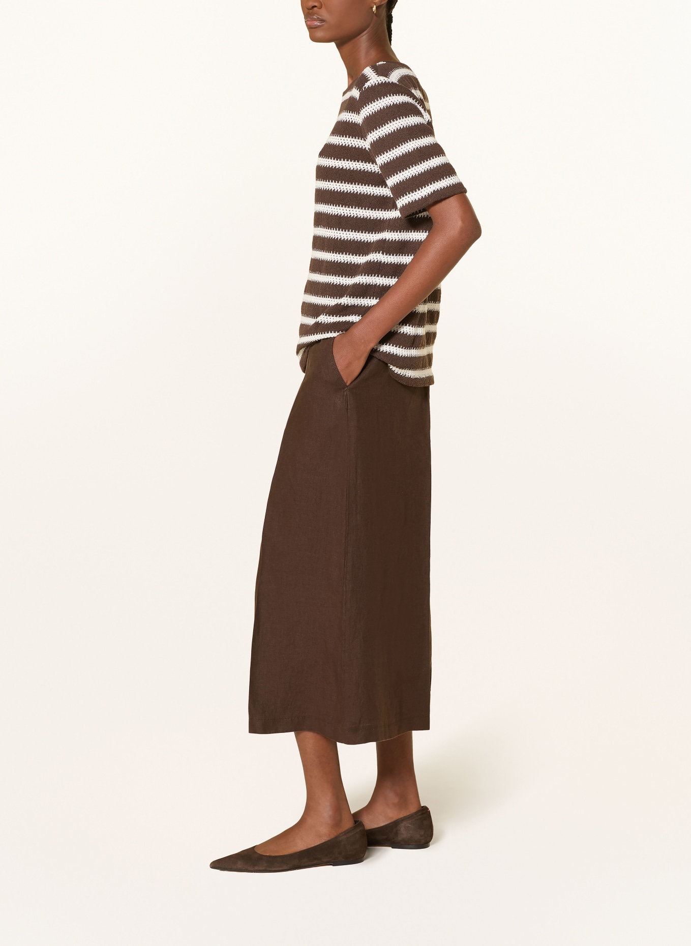 BRAX Leinen-Culotte MELLI: DUNKELBRAUN