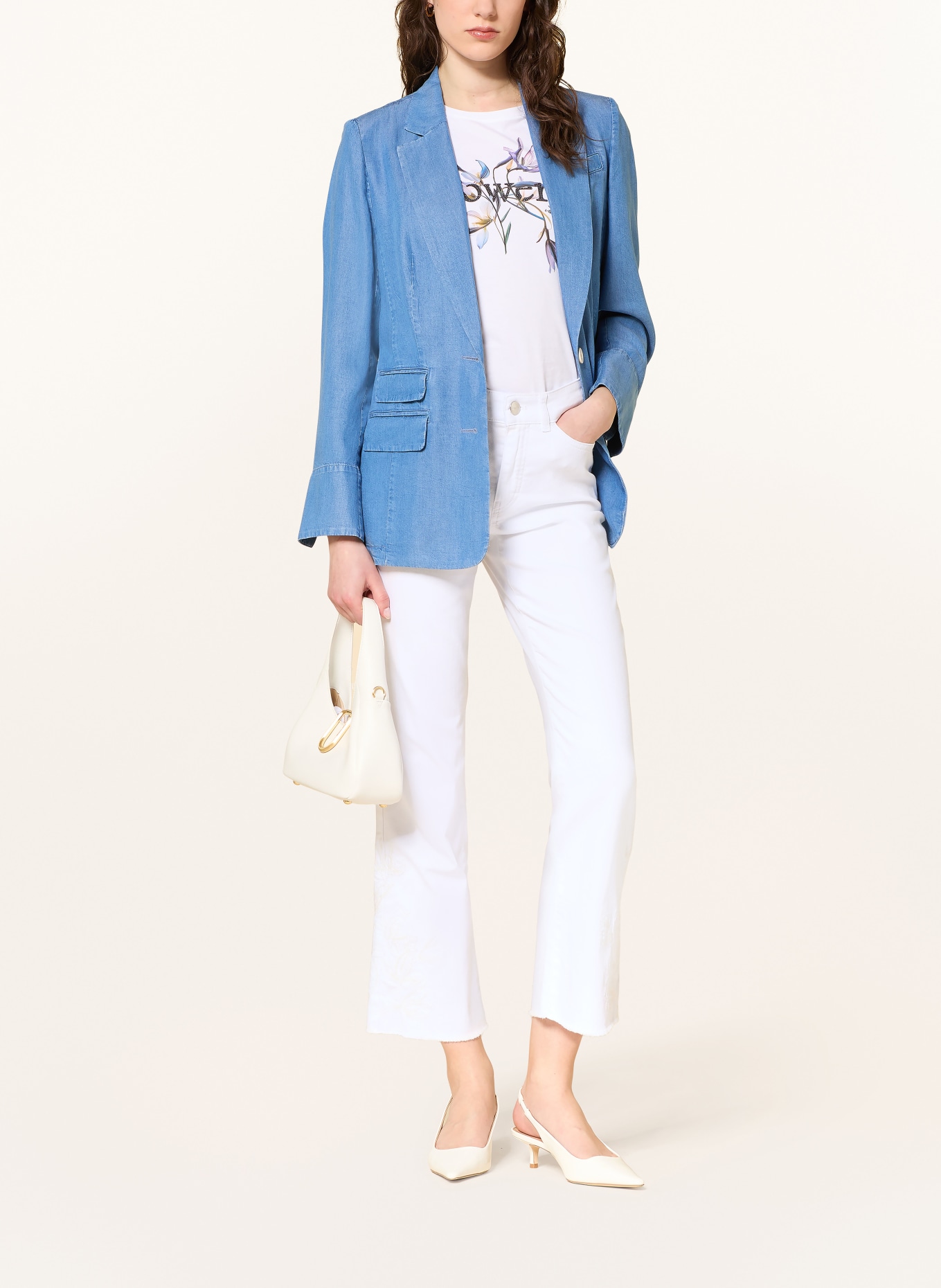 MARC CAIN Jean droit FORLI avec paillettes: 100 WHITE