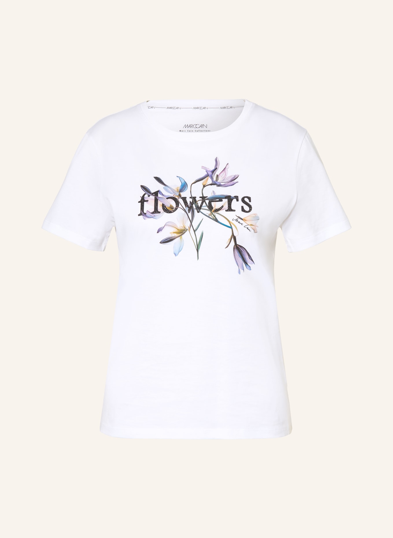 MARC CAIN T-shirt avec pierres précieuses: 100 WHITE