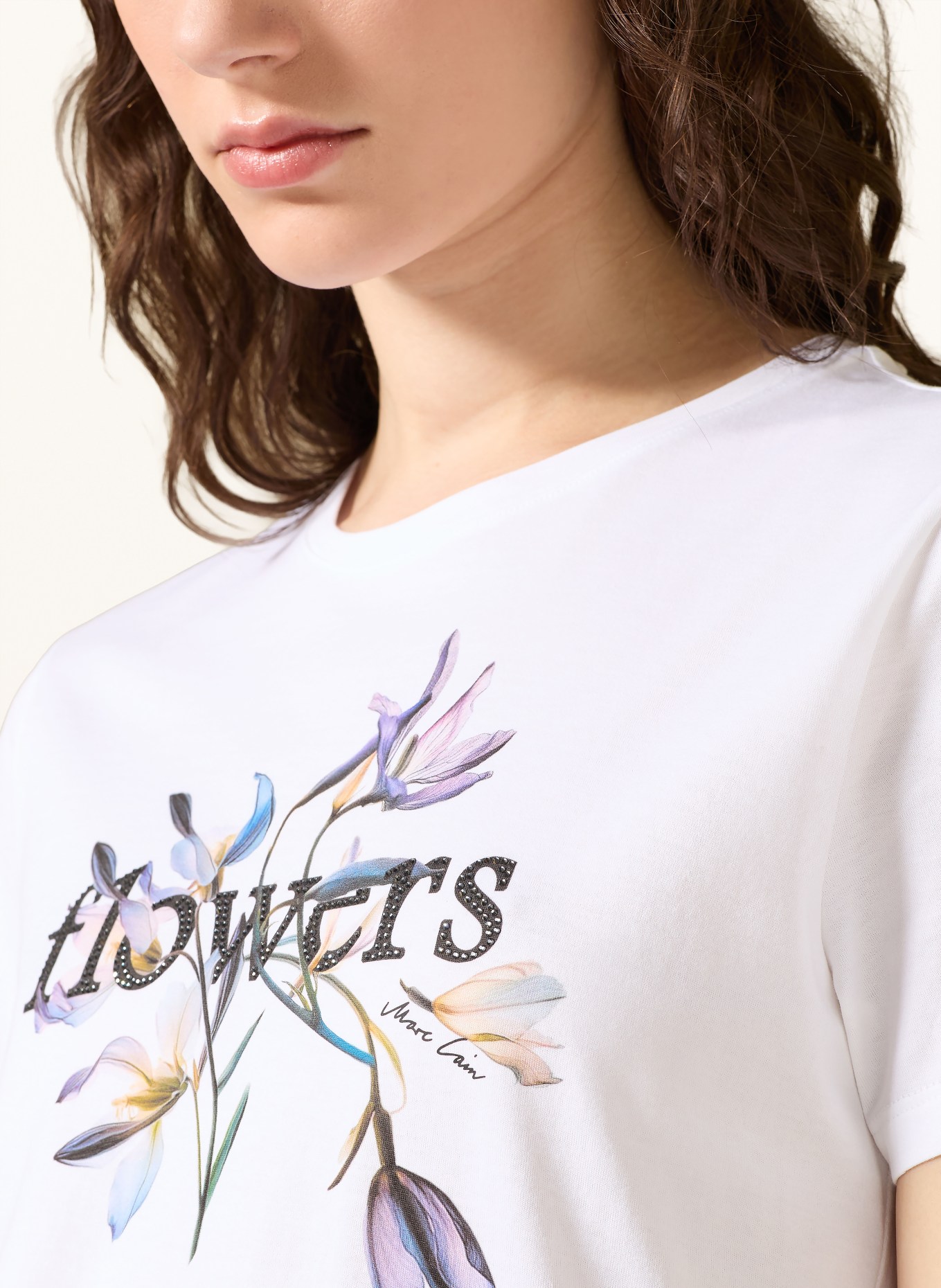 MARC CAIN T-shirt avec pierres précieuses: 100 WHITE