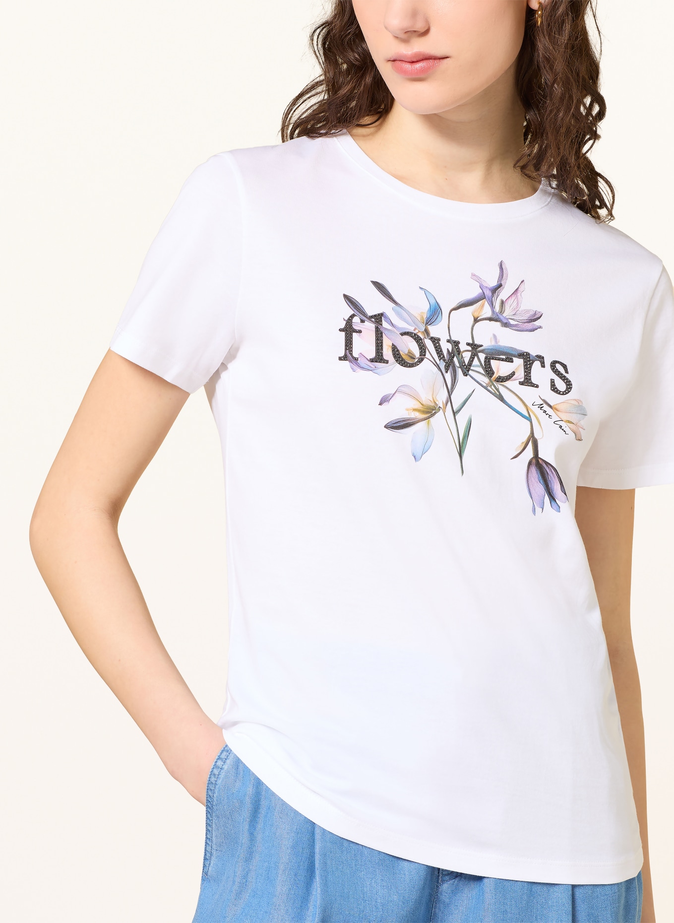MARC CAIN T-shirt avec pierres précieuses: 100 WHITE