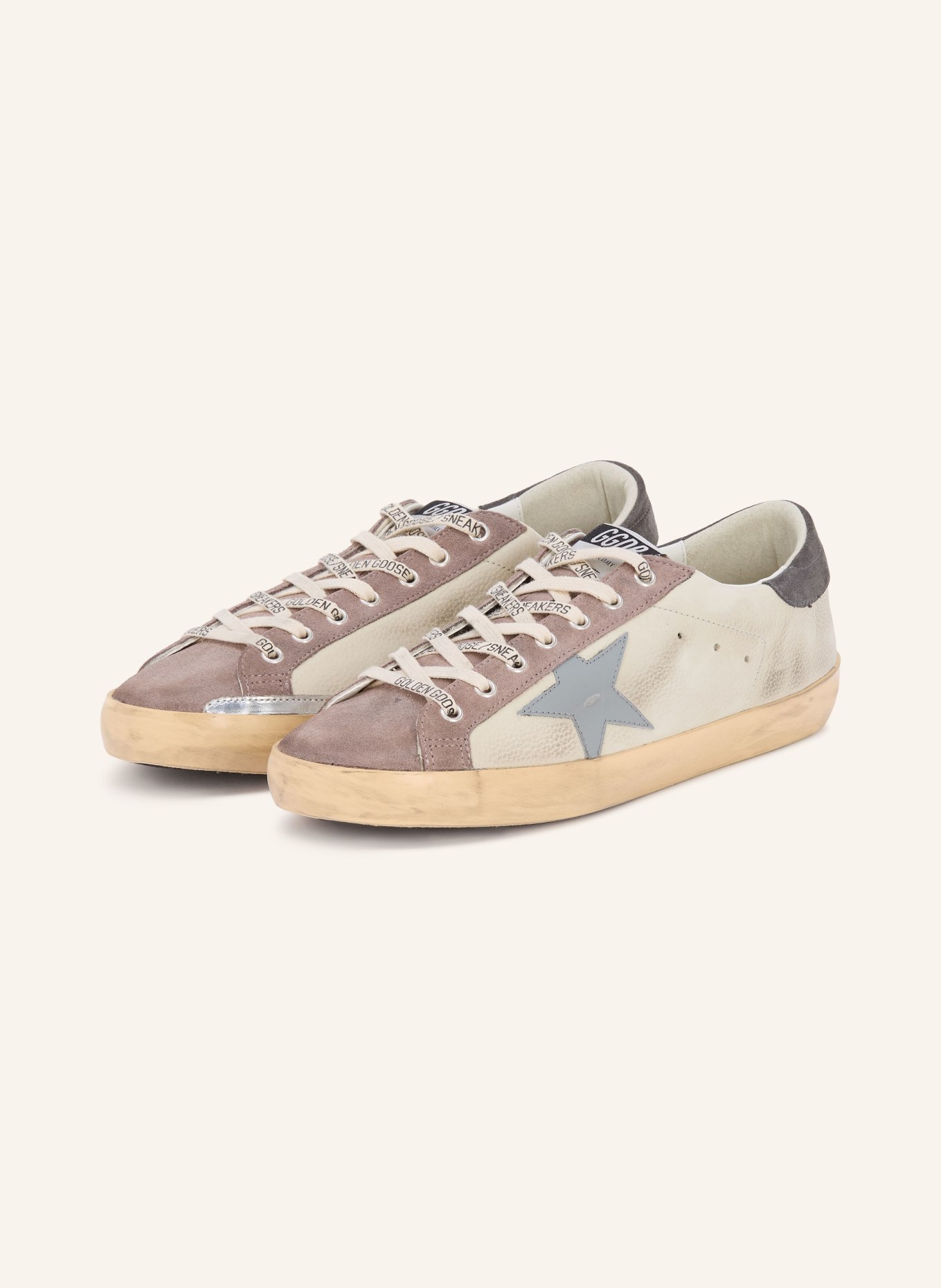 GOLDEN GOOSE Sneaker SUPER-STAR: HELLGRAU / BLAUGRAU / LILA