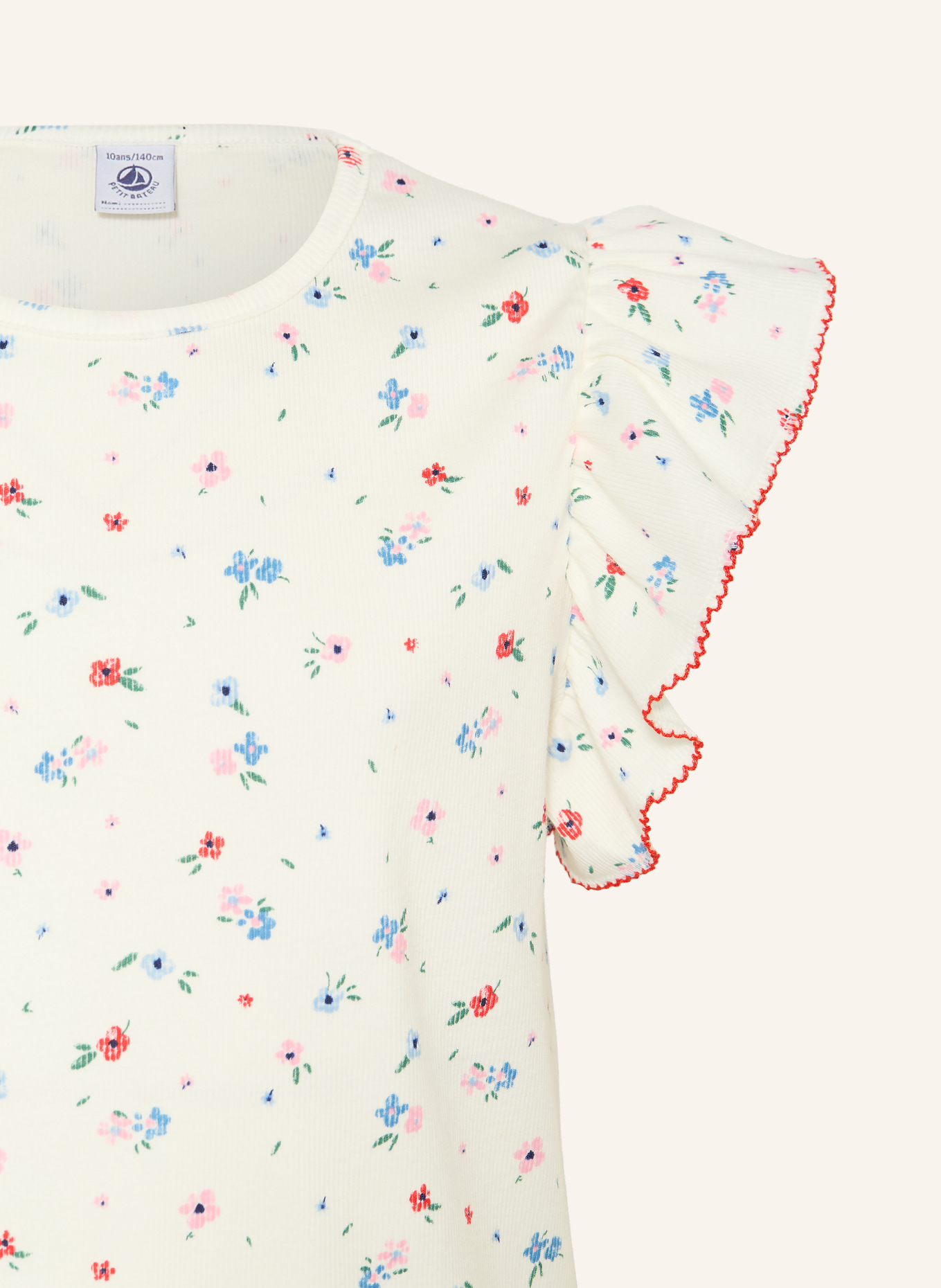 PETIT BATEAU Tričko s volánky: BÍLÁ / ČERVENÁ / MODRÁ