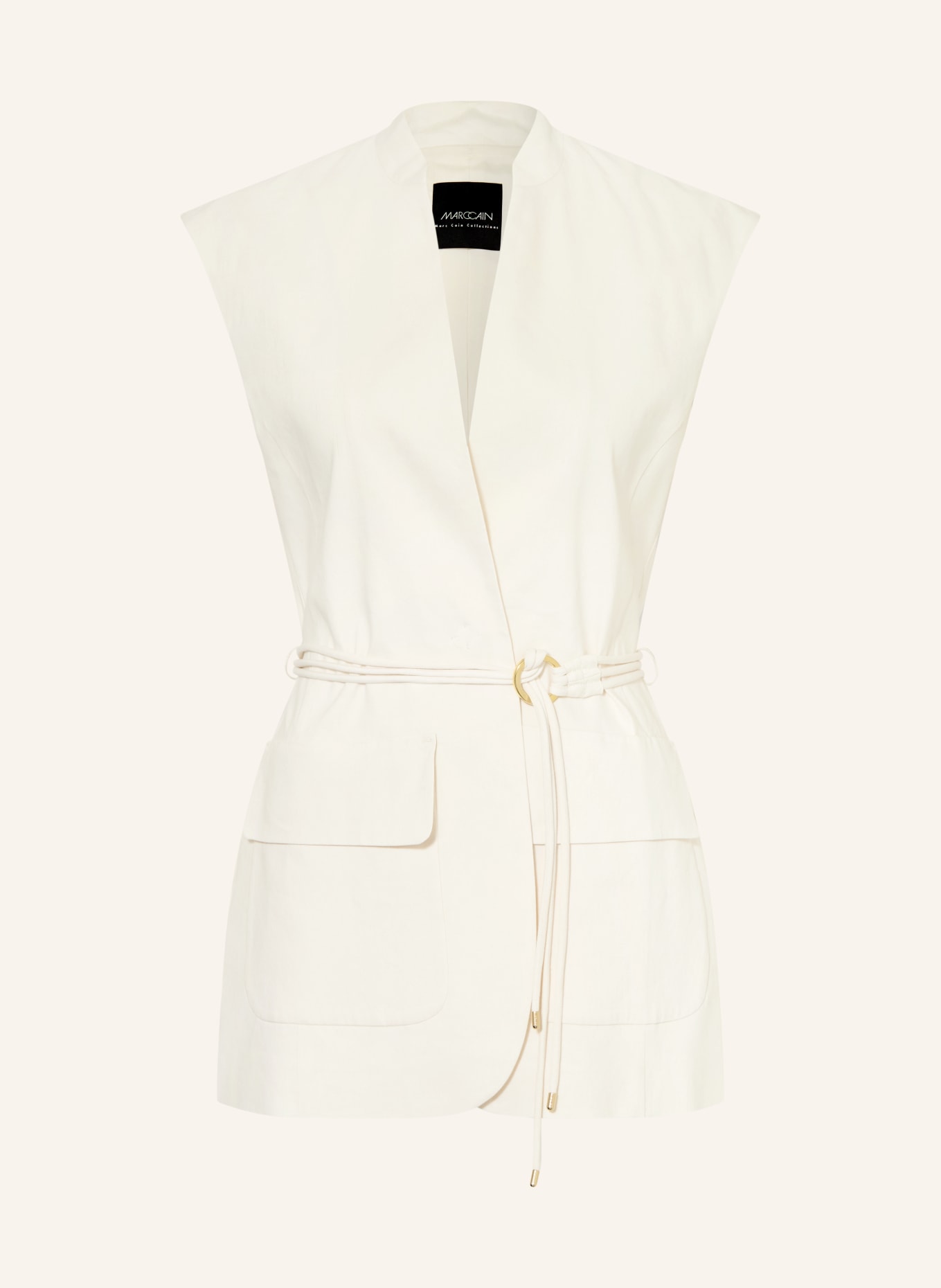 MARC CAIN Blazervest van linnen: 112 bright ecru