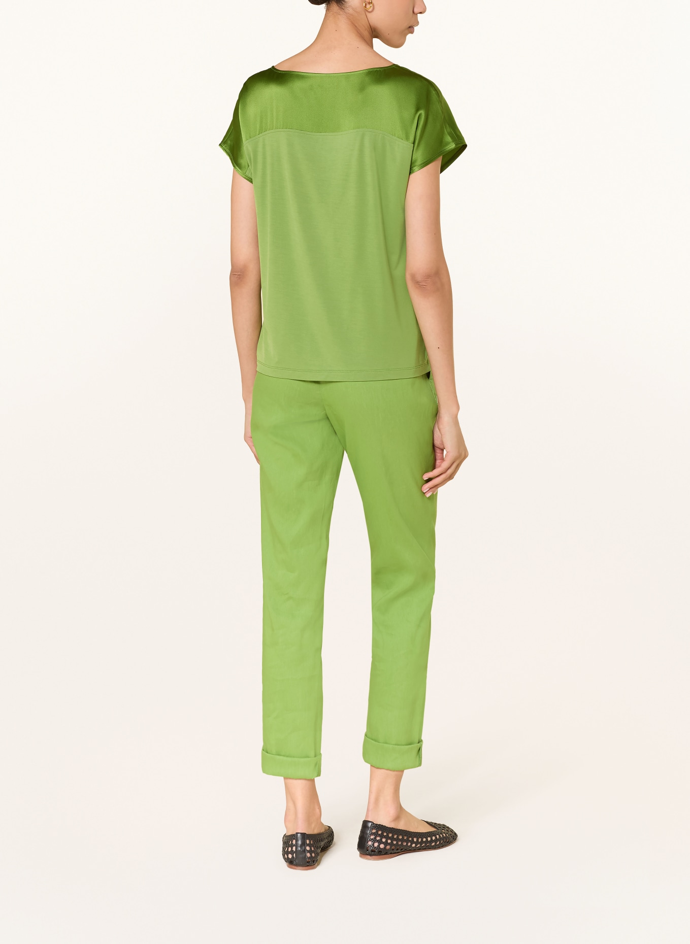 MARC CAIN Blouse shirt in a mix of materials: 526 garden green