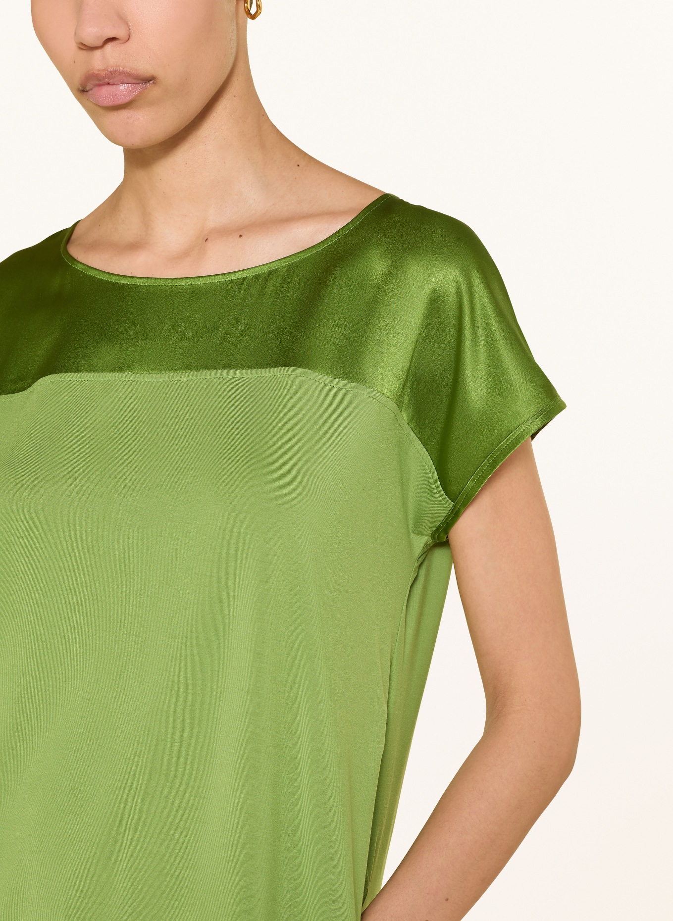 MARC CAIN Blouse shirt in a mix of materials: 526 garden green