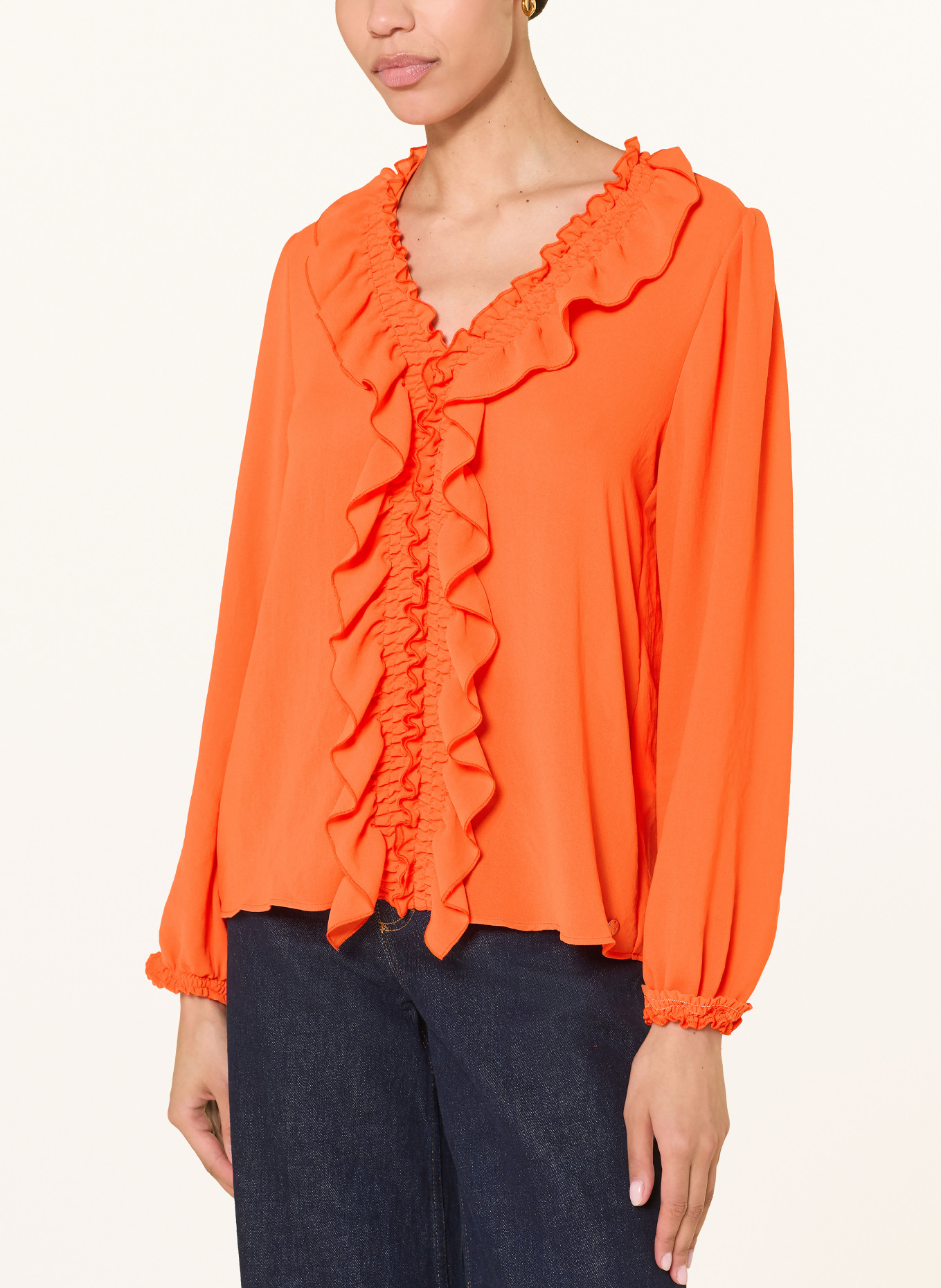 MARC CAIN Blouse à volants et volants: 223 bright tomato
