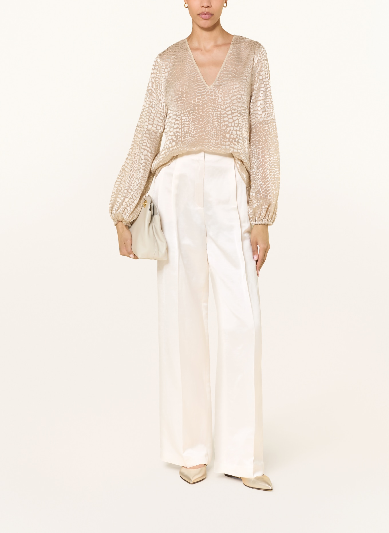 MARC CAIN WICHITA marlena pants with linen: 112 bright ecru