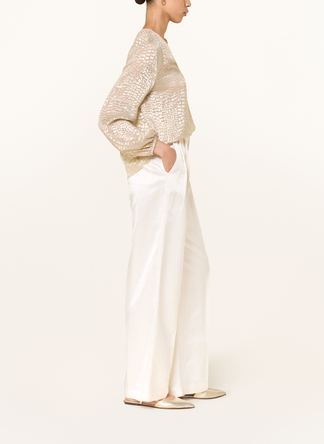 MARC CAIN WICHITA marlena pants with linen: 112 bright ecru