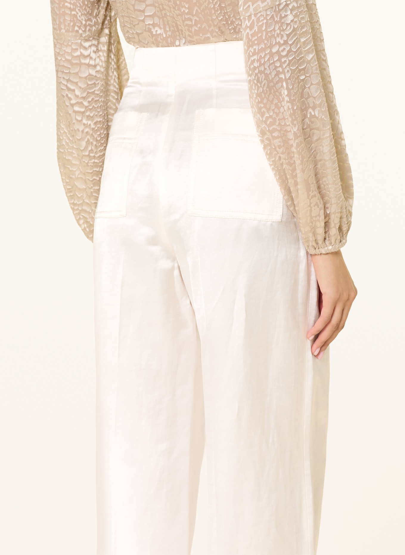 MARC CAIN WICHITA marlena pants with linen: 112 bright ecru