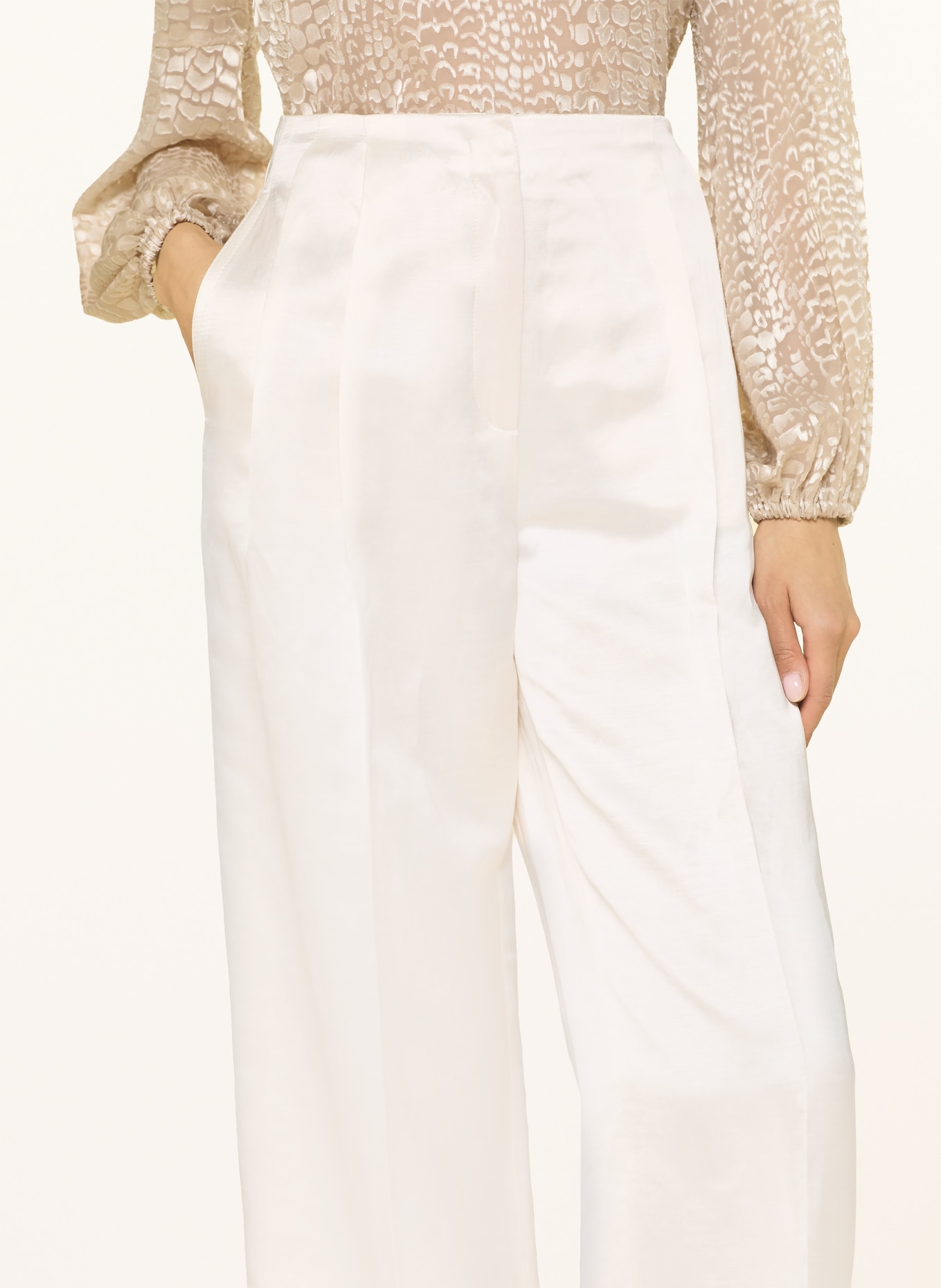 MARC CAIN WICHITA marlena pants with linen: 112 bright ecru