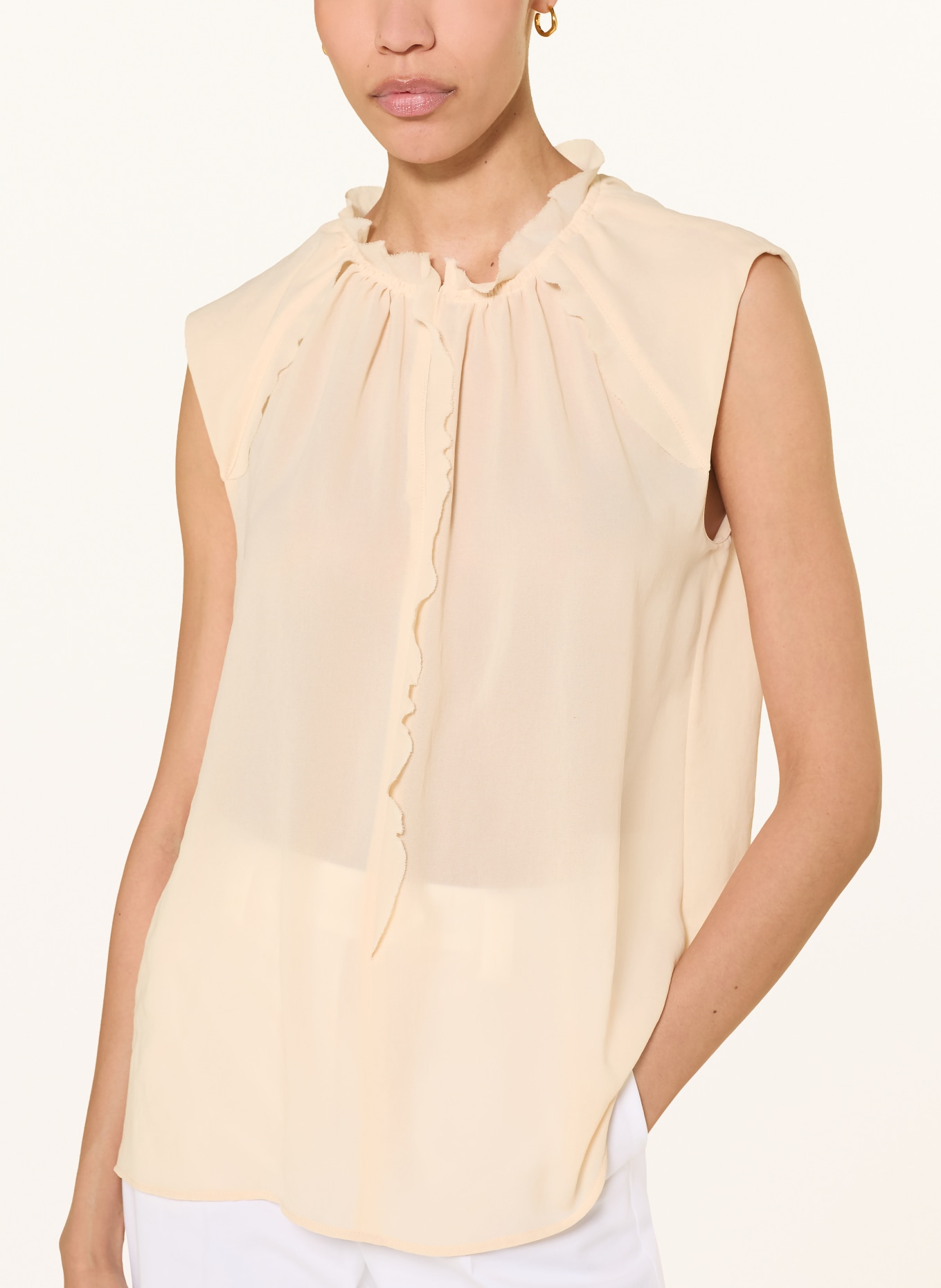 MARC CAIN Blusentop mit Rüschen: 131 CREME